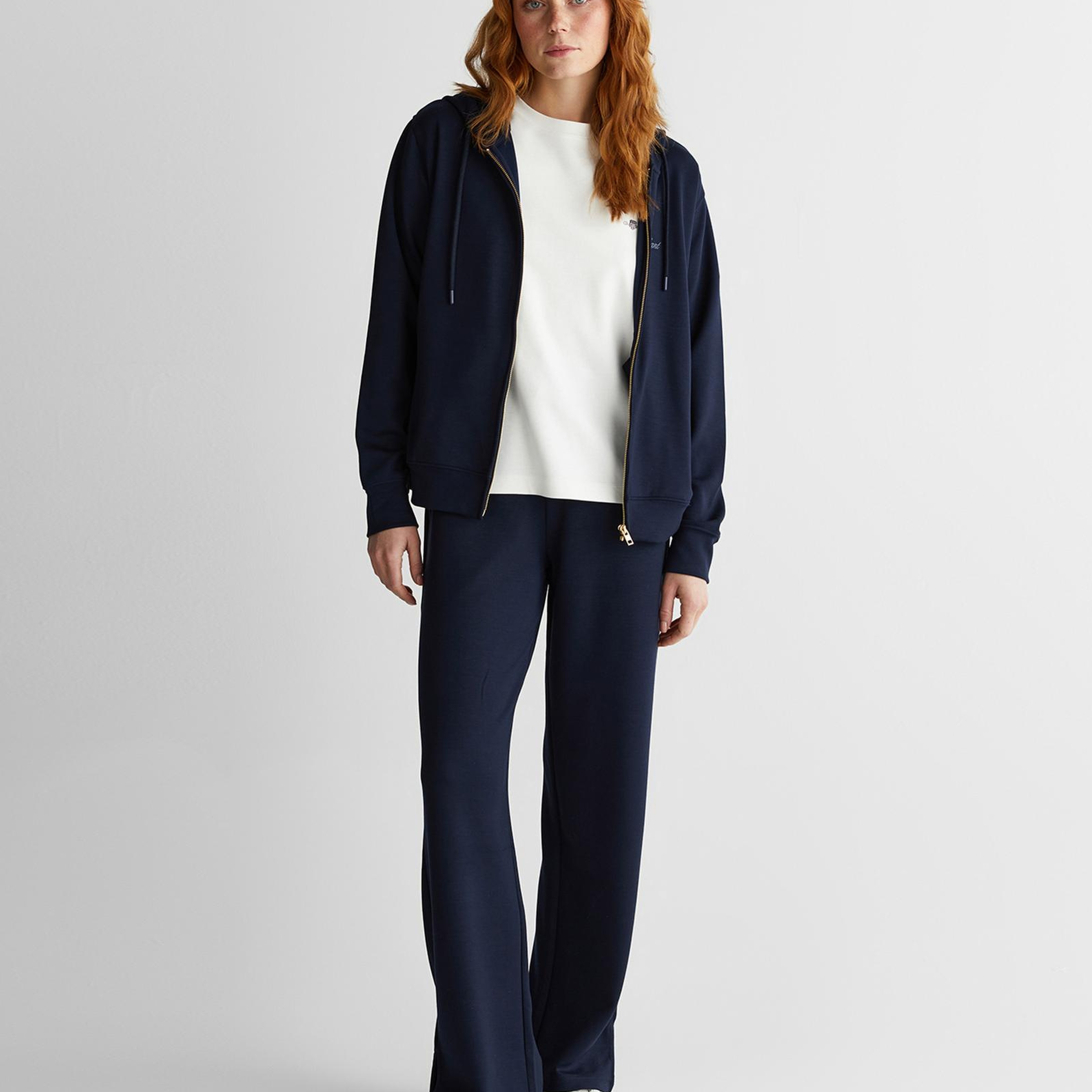 GANT Kadın Lacivert Standart Fit Kapüşonlu Sweatshirt