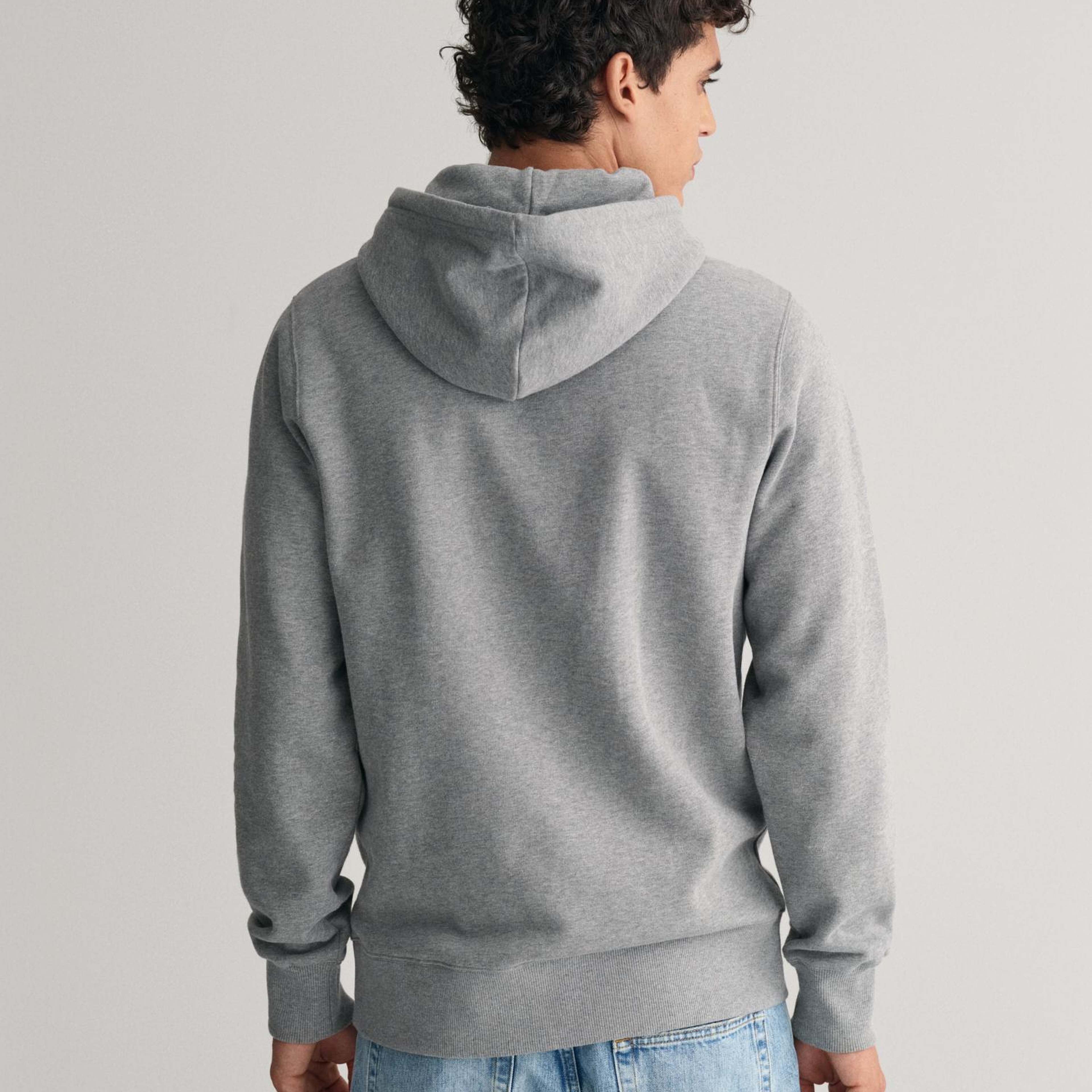 GANT Erkek Gri Regular Fit Kapüşonlu Logolu Sweatshirt