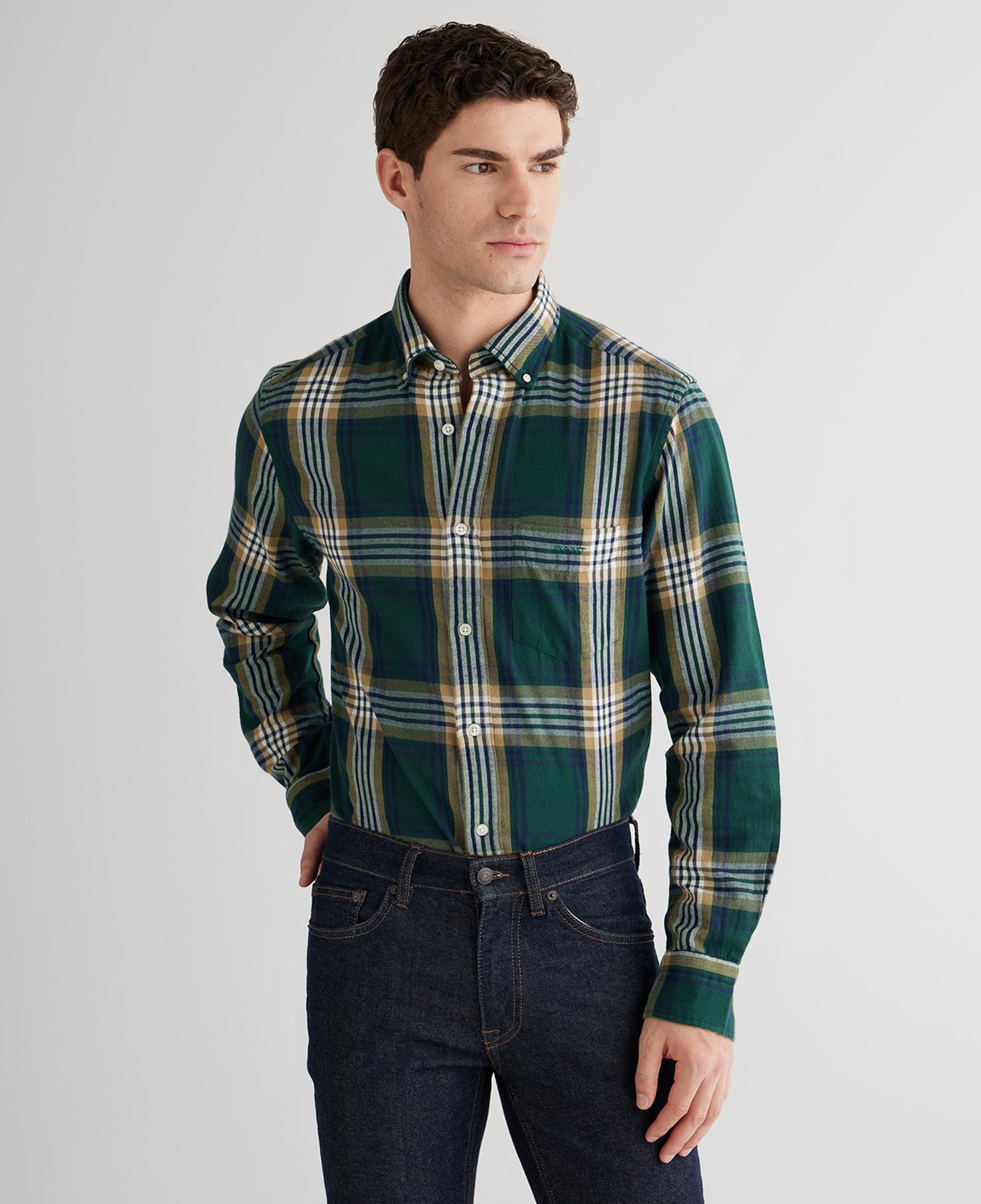 GANT Erkek Yeşil Regular Fit Düğmeli Gömlek