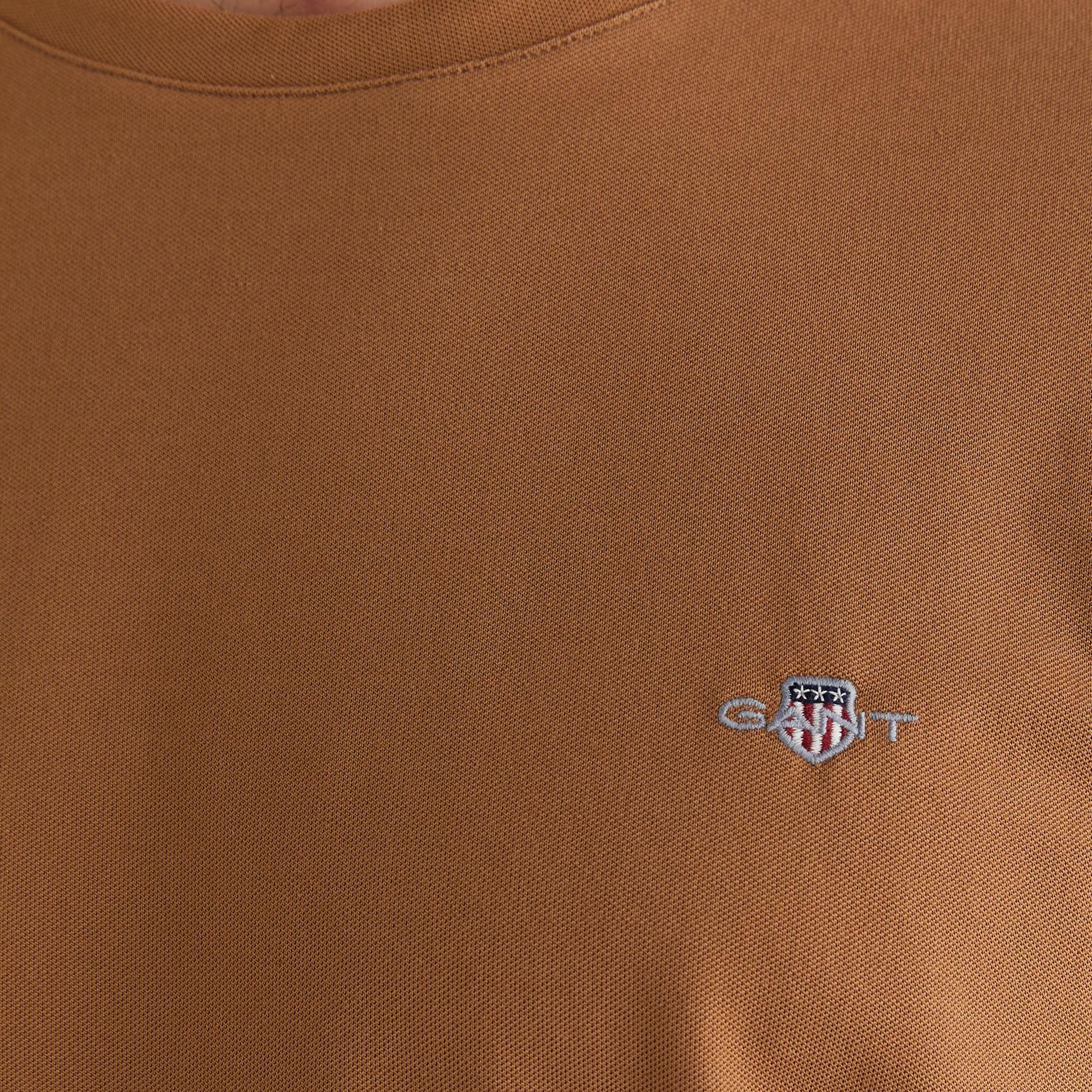 GANT Erkek Kahverengi Regular Fit Bisiklet Yaka T-Shirt
