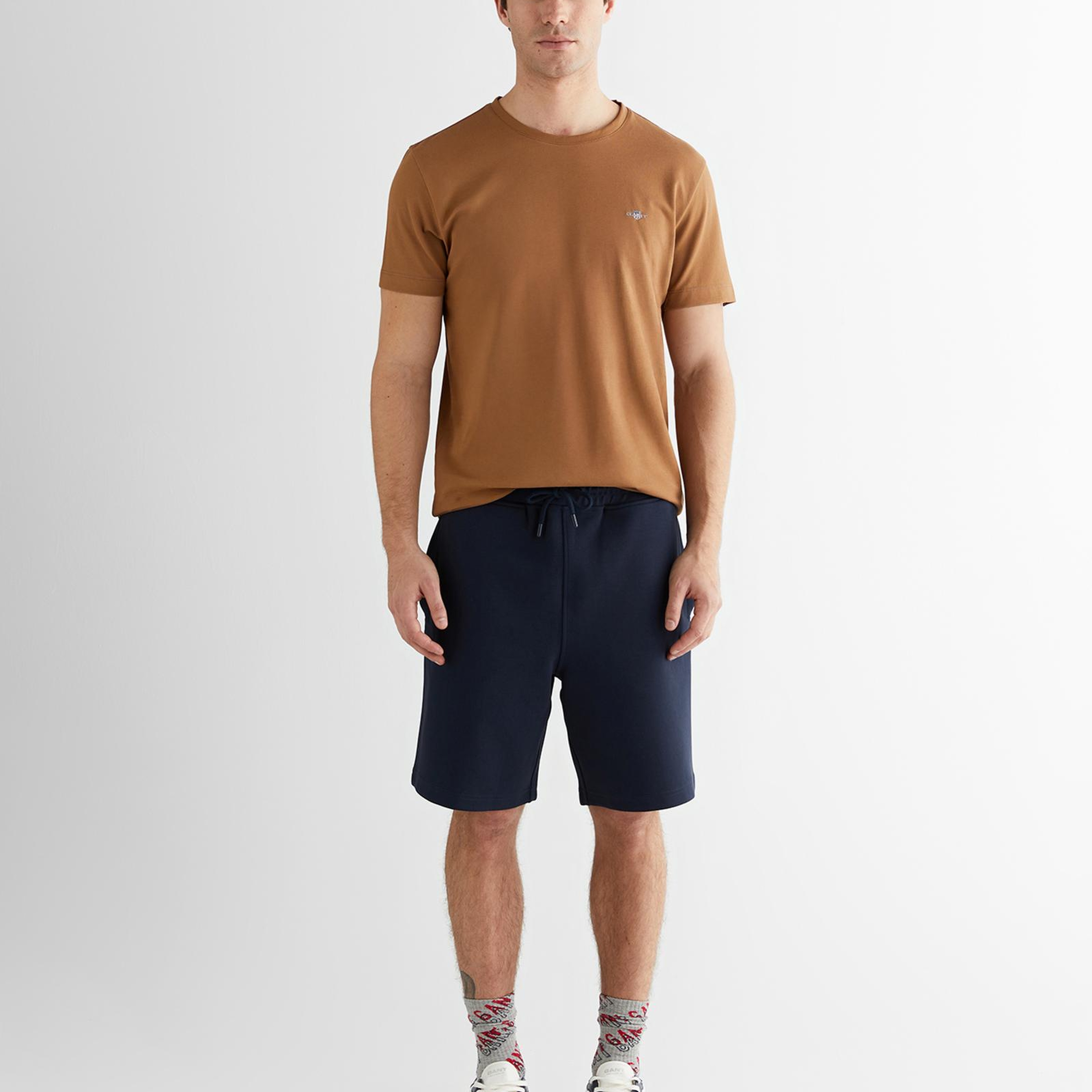 GANT Erkek Kahverengi Regular Fit Bisiklet Yaka T-Shirt