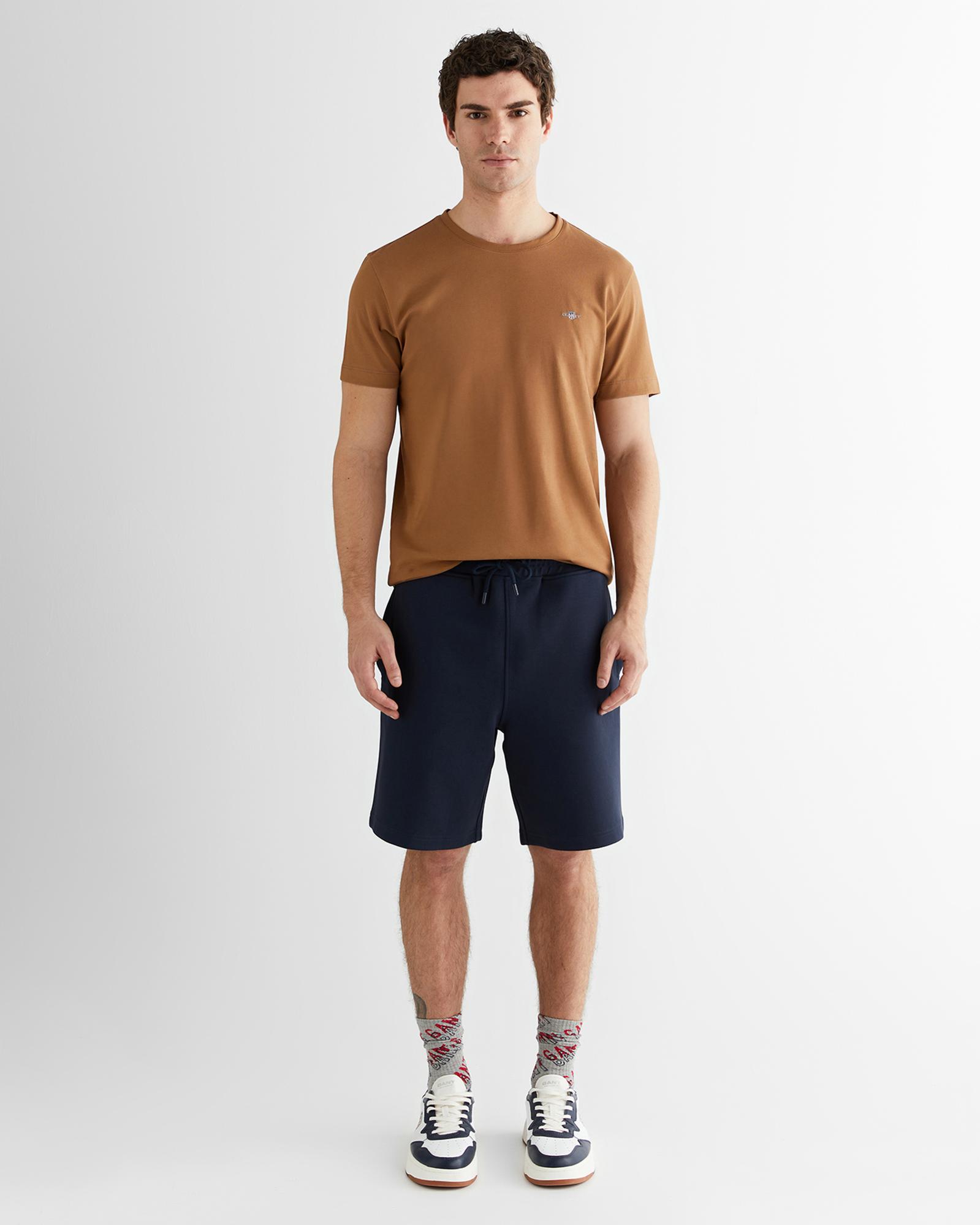 GANT Erkek Kahverengi Regular Fit Bisiklet Yaka T-Shirt