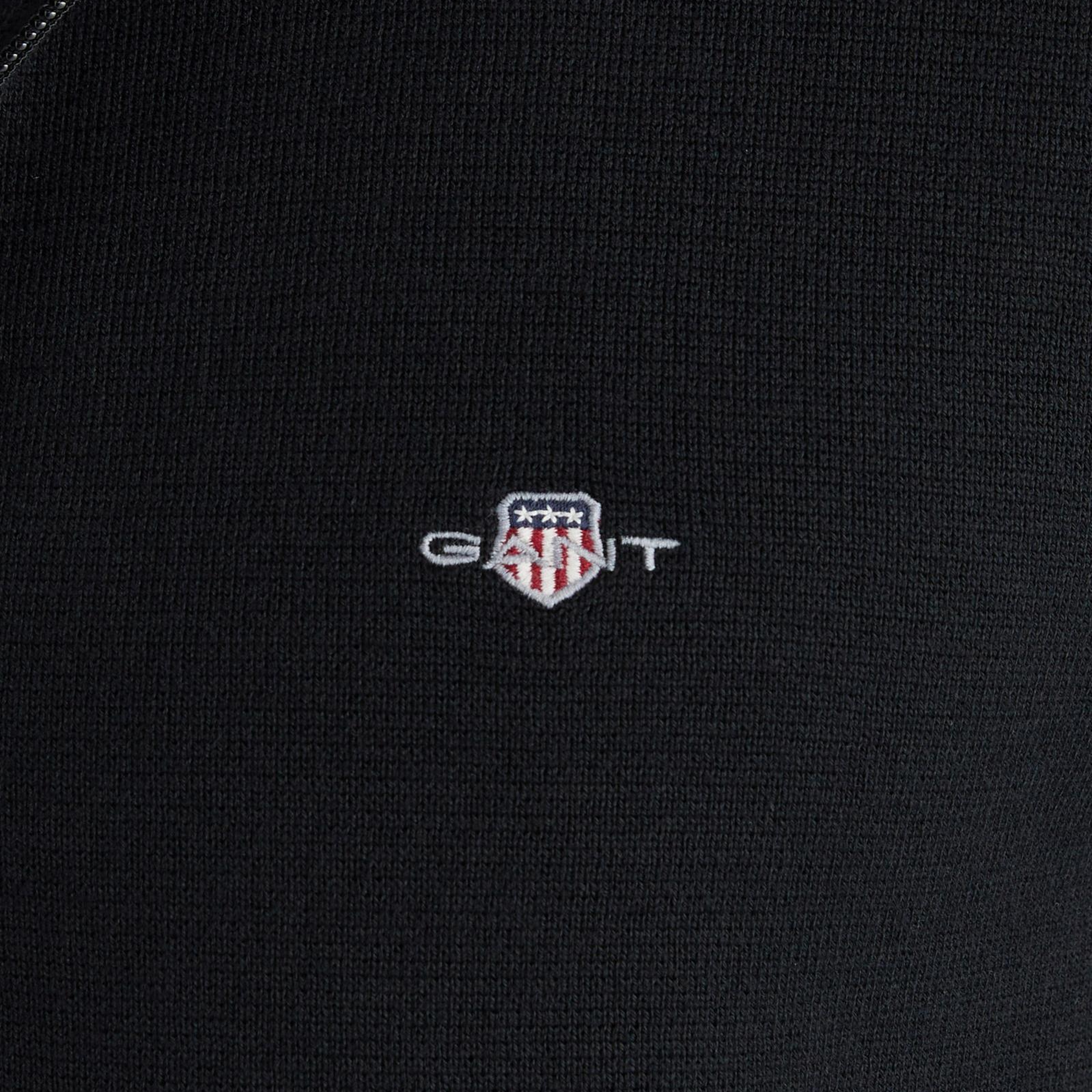 GANT Erkek Siyah Regular Fit Fermuarlı Triko