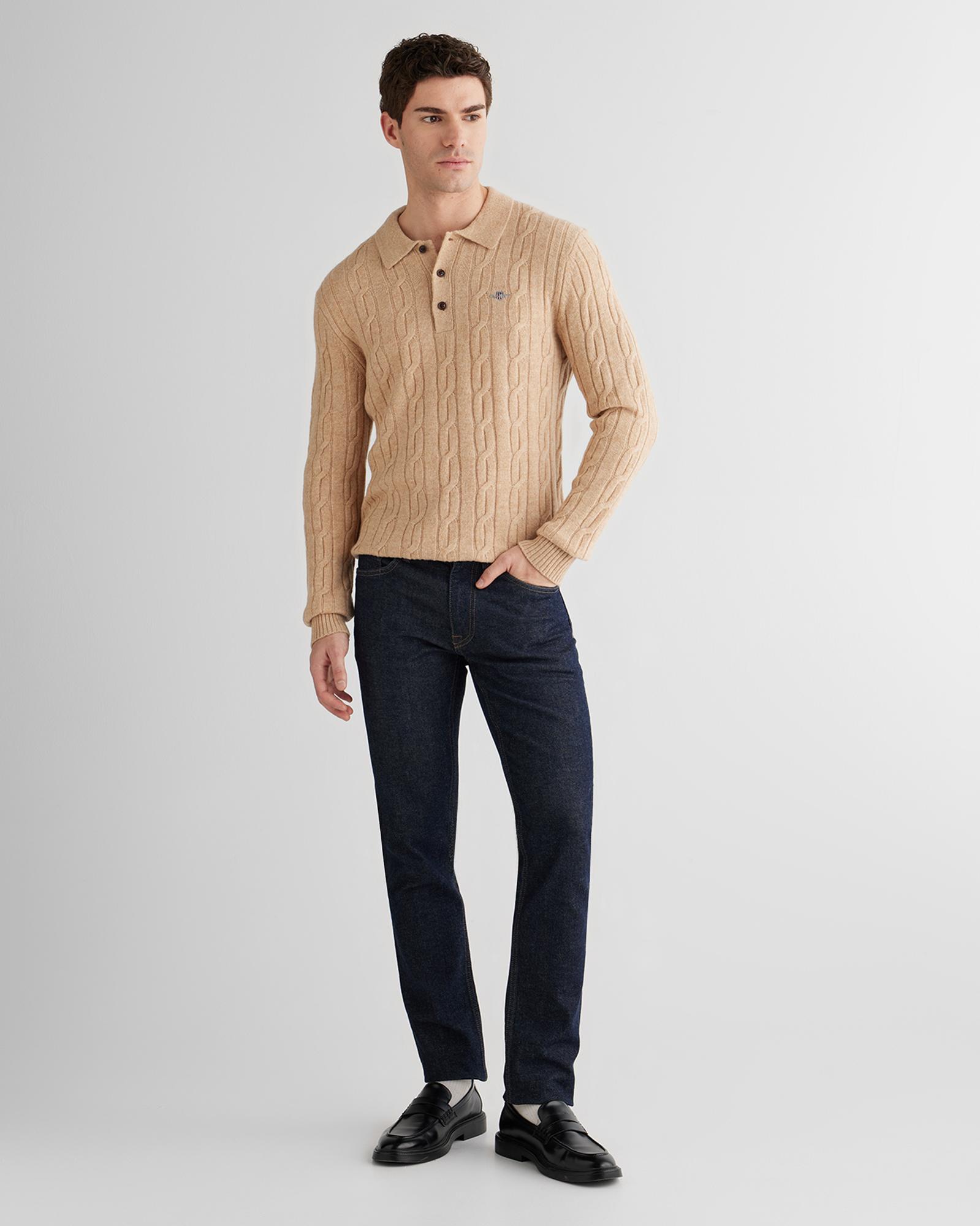 GANT Erkek Bej Regular Fit Polo Yaka Triko