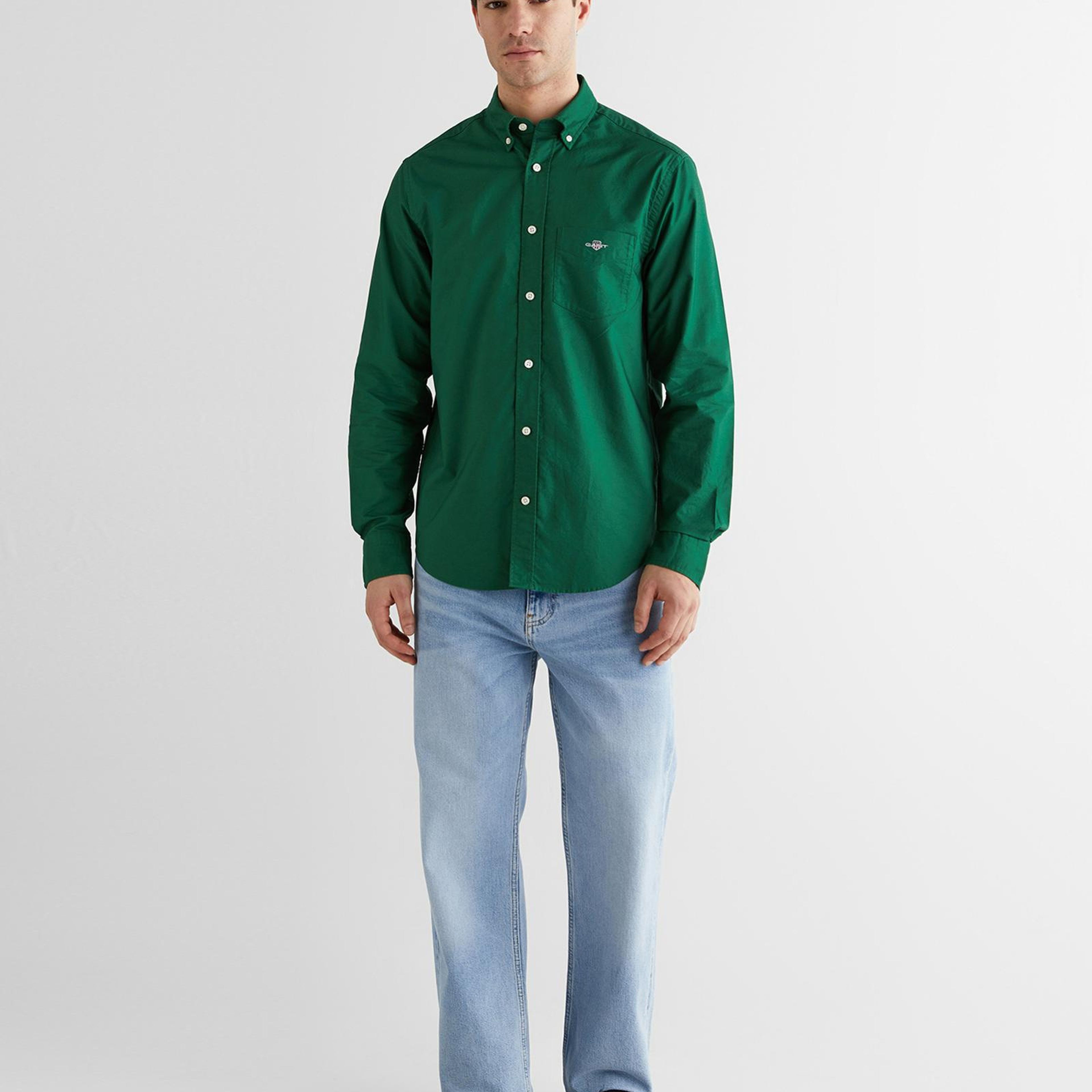GANT Erkek Yeşil Regular Fit Düğmeli Yaka Oxford Gömlek
