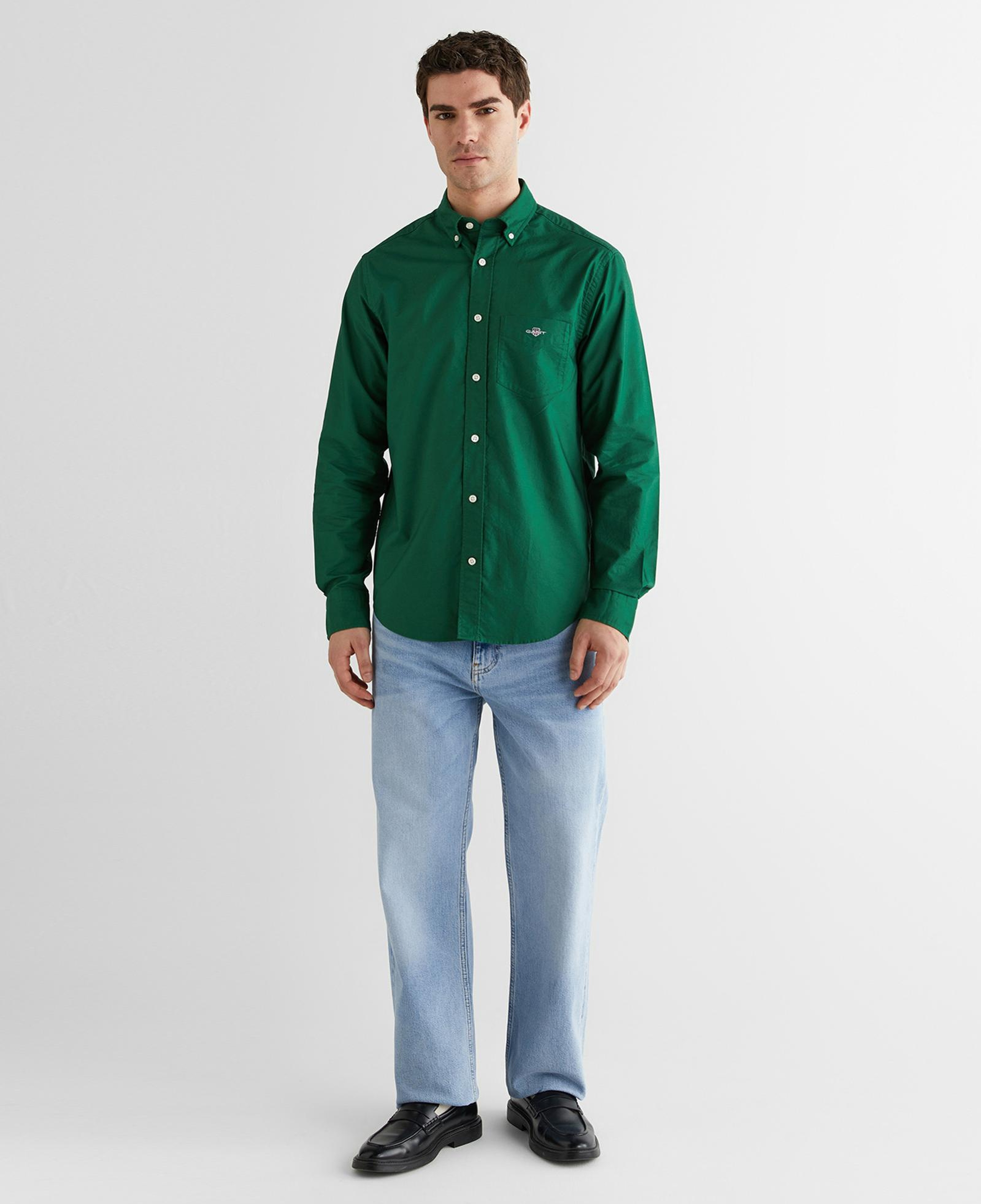 GANT Erkek Yeşil Regular Fit Düğmeli Yaka Oxford Gömlek
