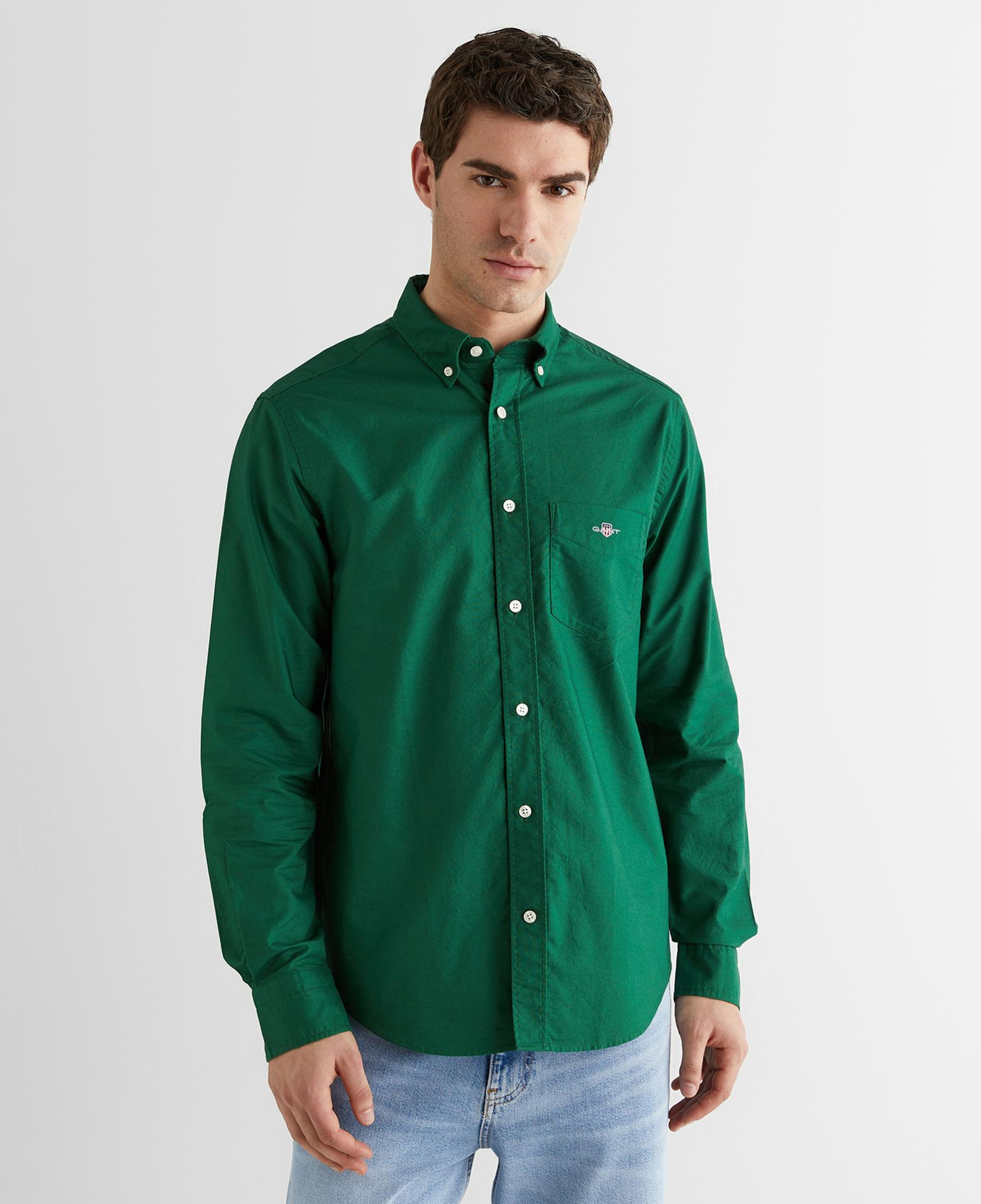 GANT Erkek Yeşil Regular Fit Düğmeli Yaka Oxford Gömlek