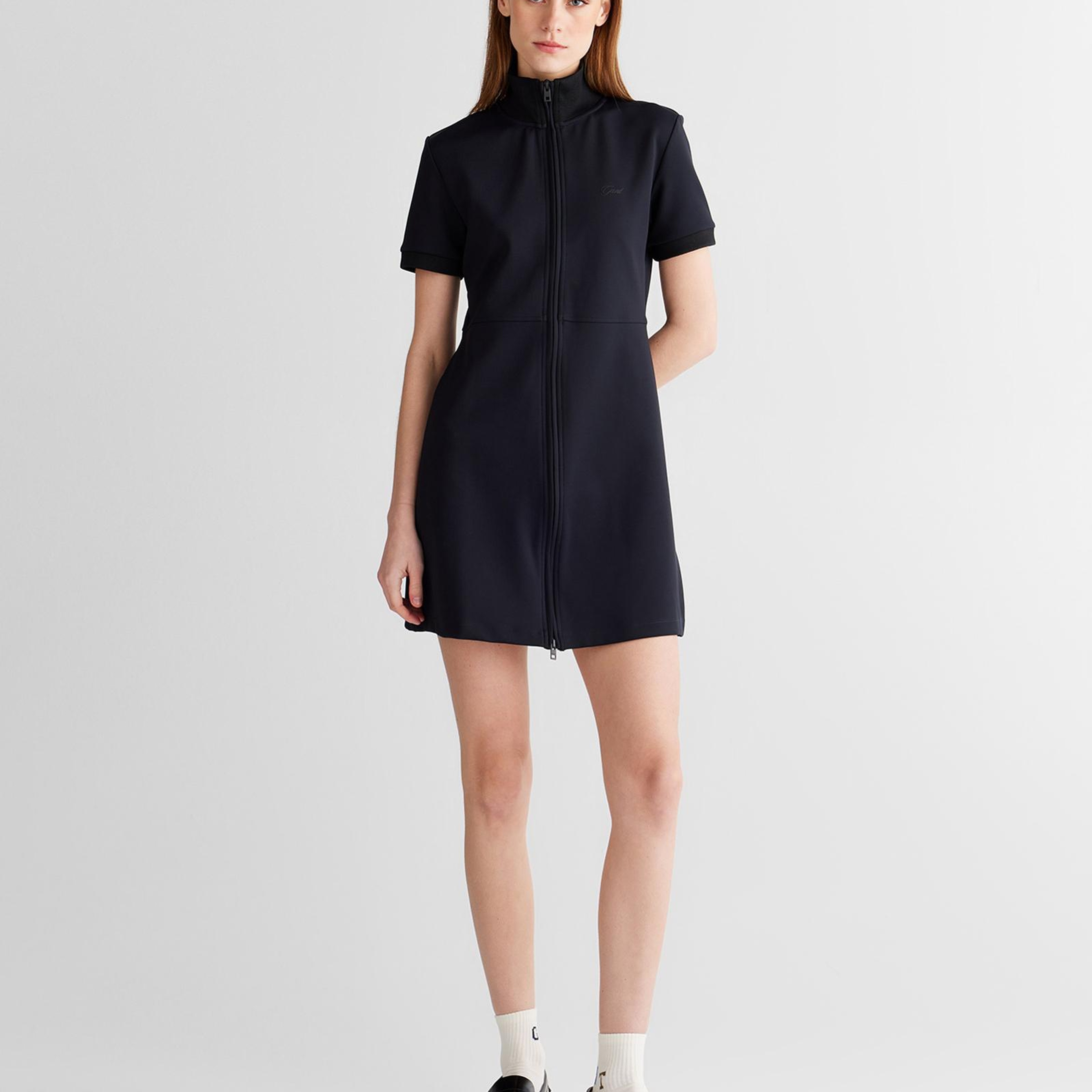 GANT Kadın Siyah Regular Fit Fermuarlı Elbise