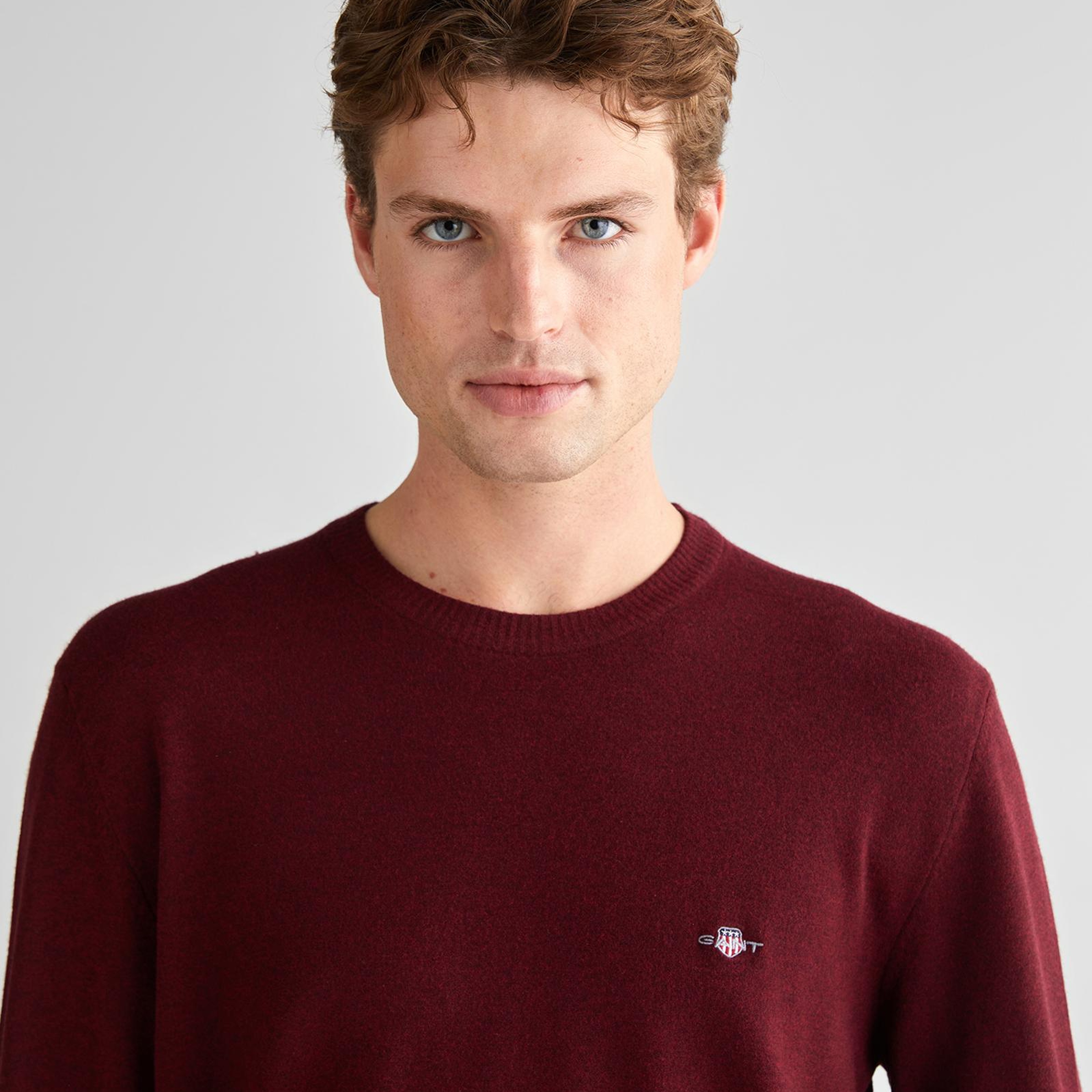 GANT Erkek Bordo Standart Fit Bisiklet Yaka Triko