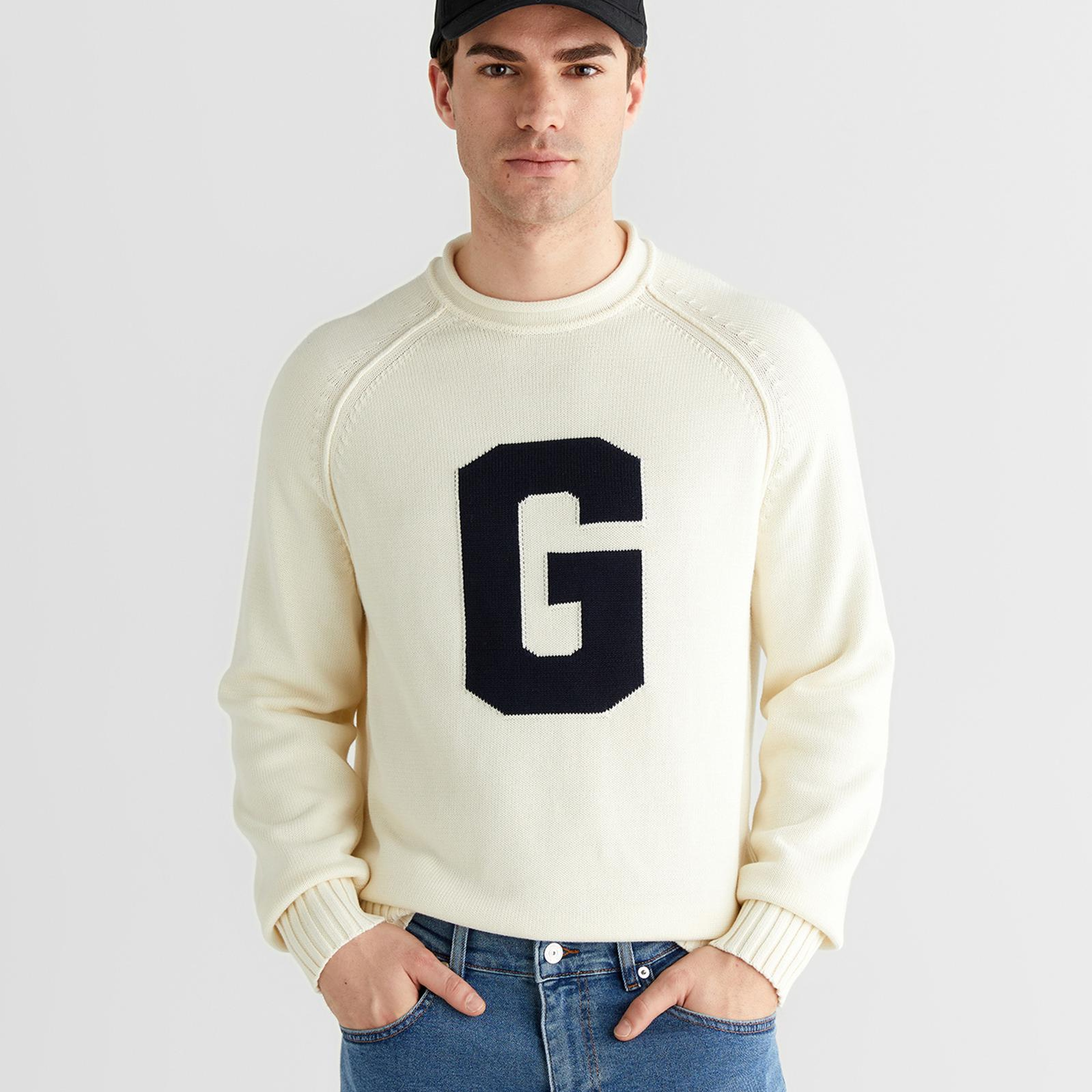 GANT Erkek Krem Regular Fit Bisiklet Yaka Triko