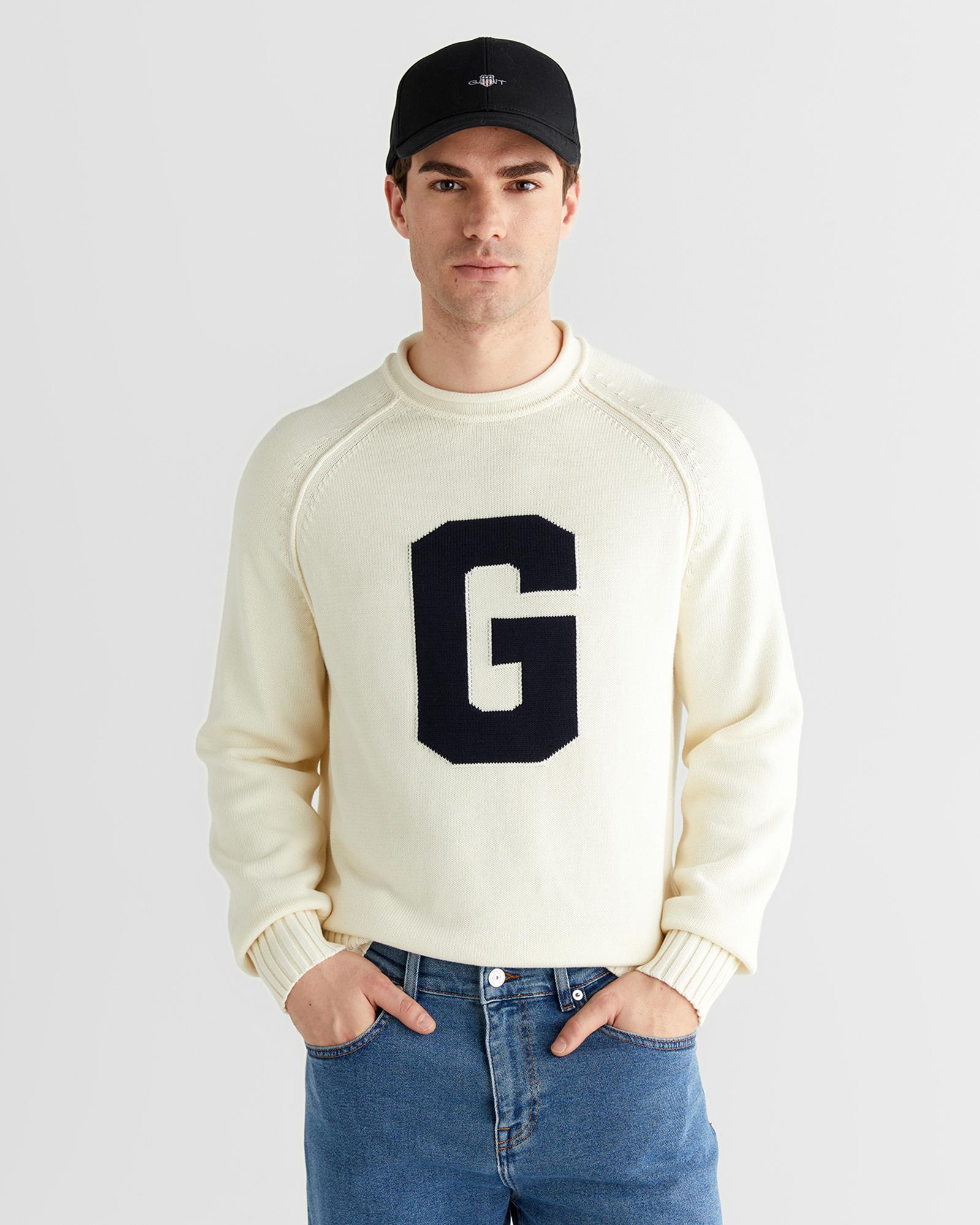 GANT Erkek Krem Regular Fit Bisiklet Yaka Triko