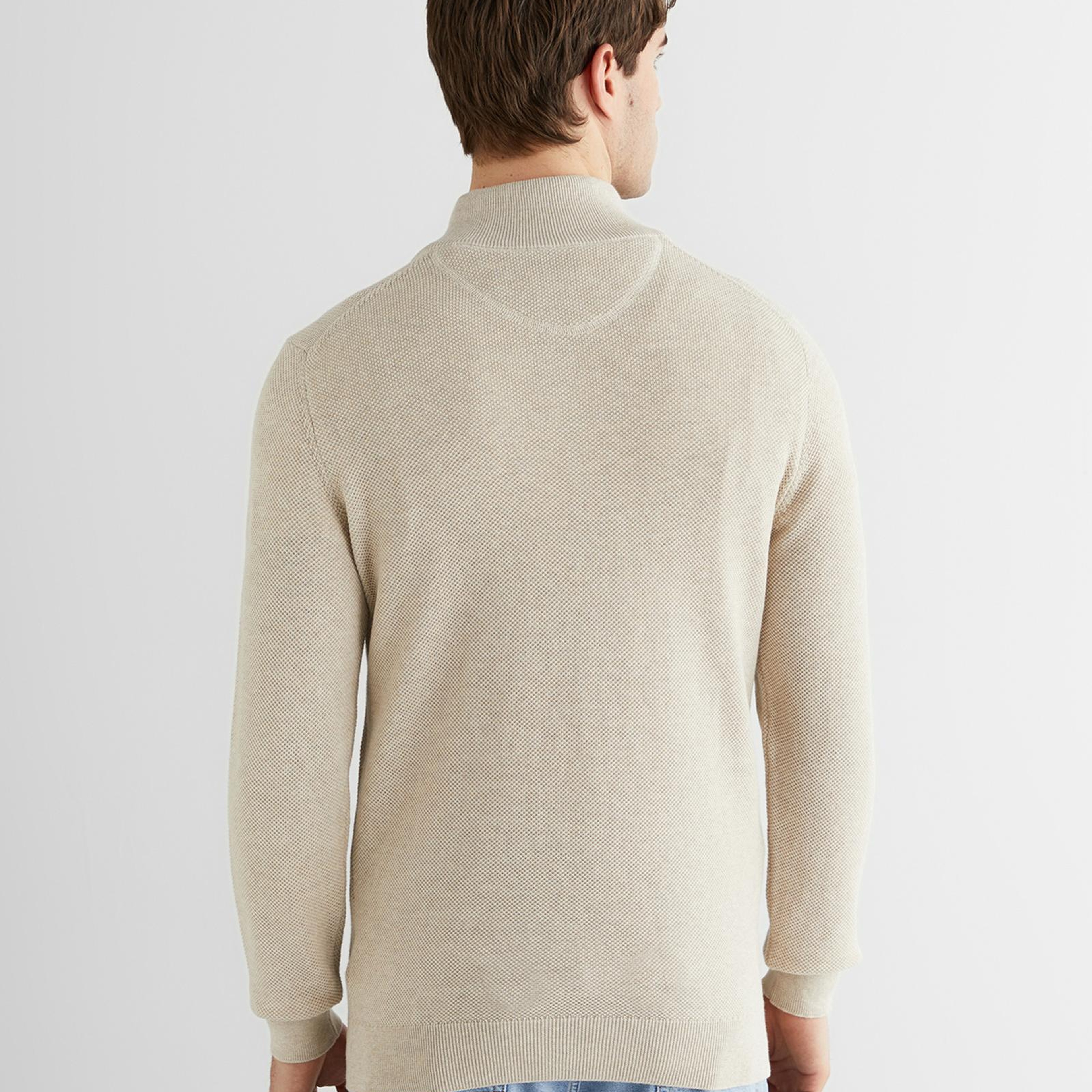 GANT Erkek Bej Regular Fit Yarım Fermuarlı Triko