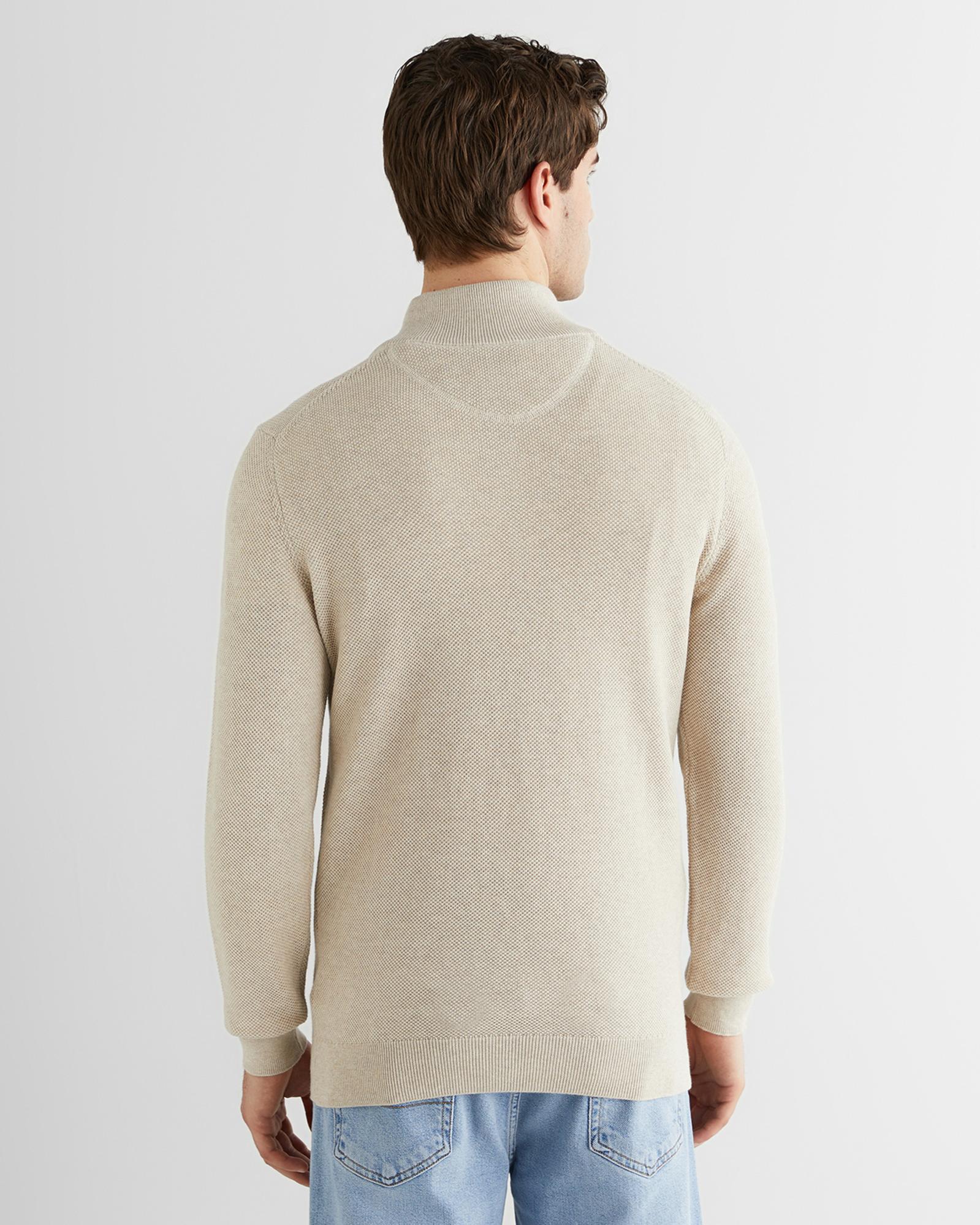 GANT Erkek Bej Regular Fit Yarım Fermuarlı Triko