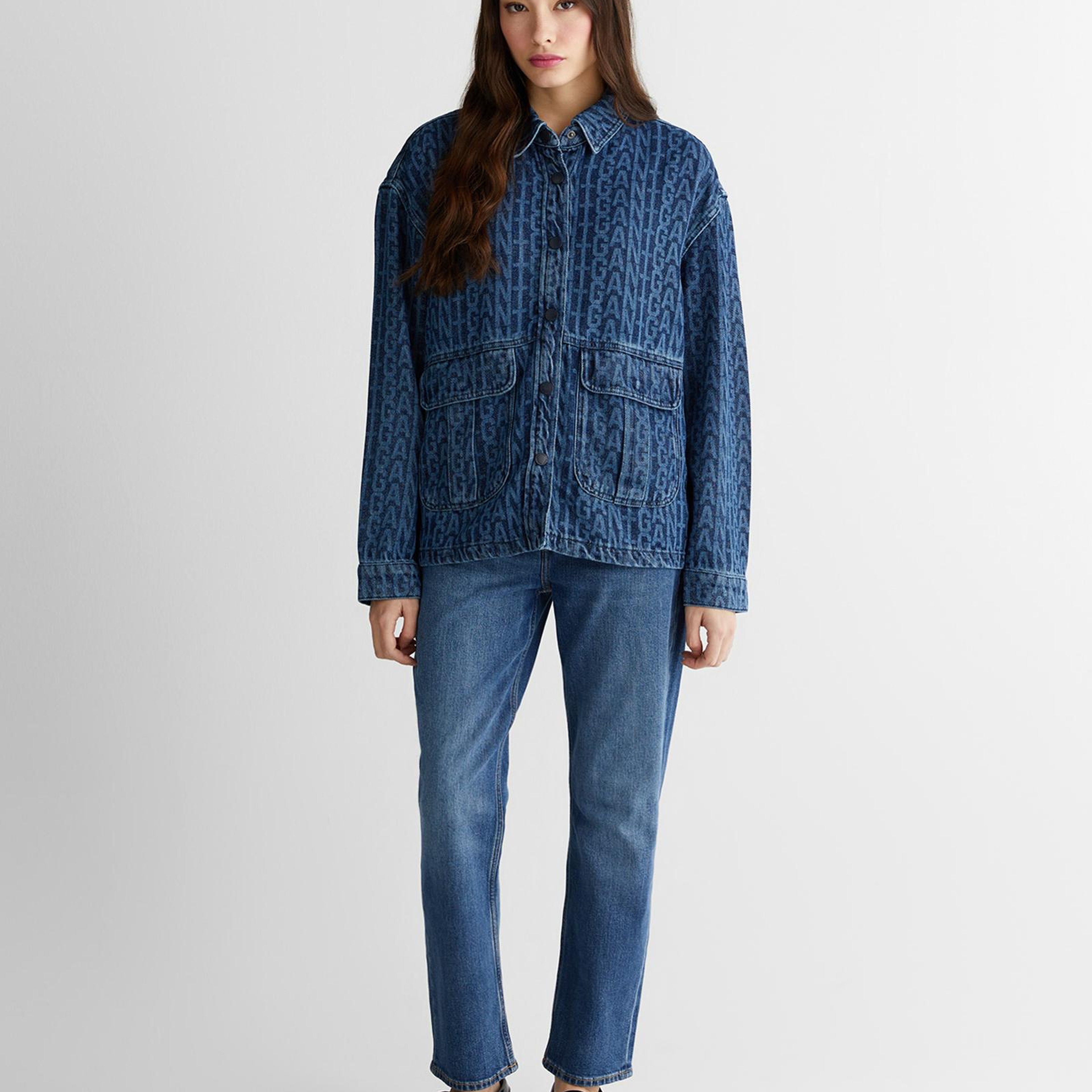 GANT Kadın Mavi Regular Fit Düğmeli Yaka Gömlek