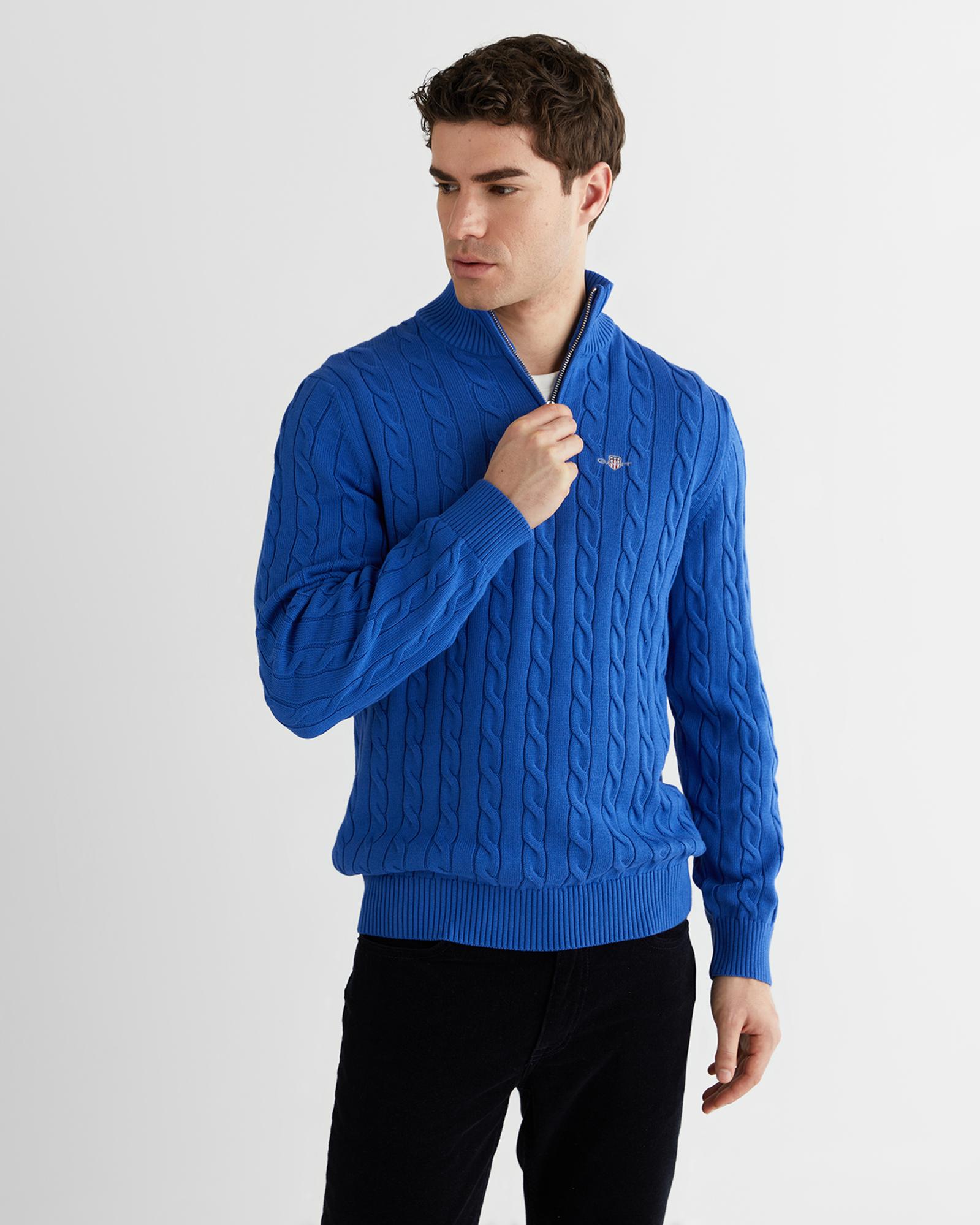 GANT Erkek Mavi Regular Fit Kazak