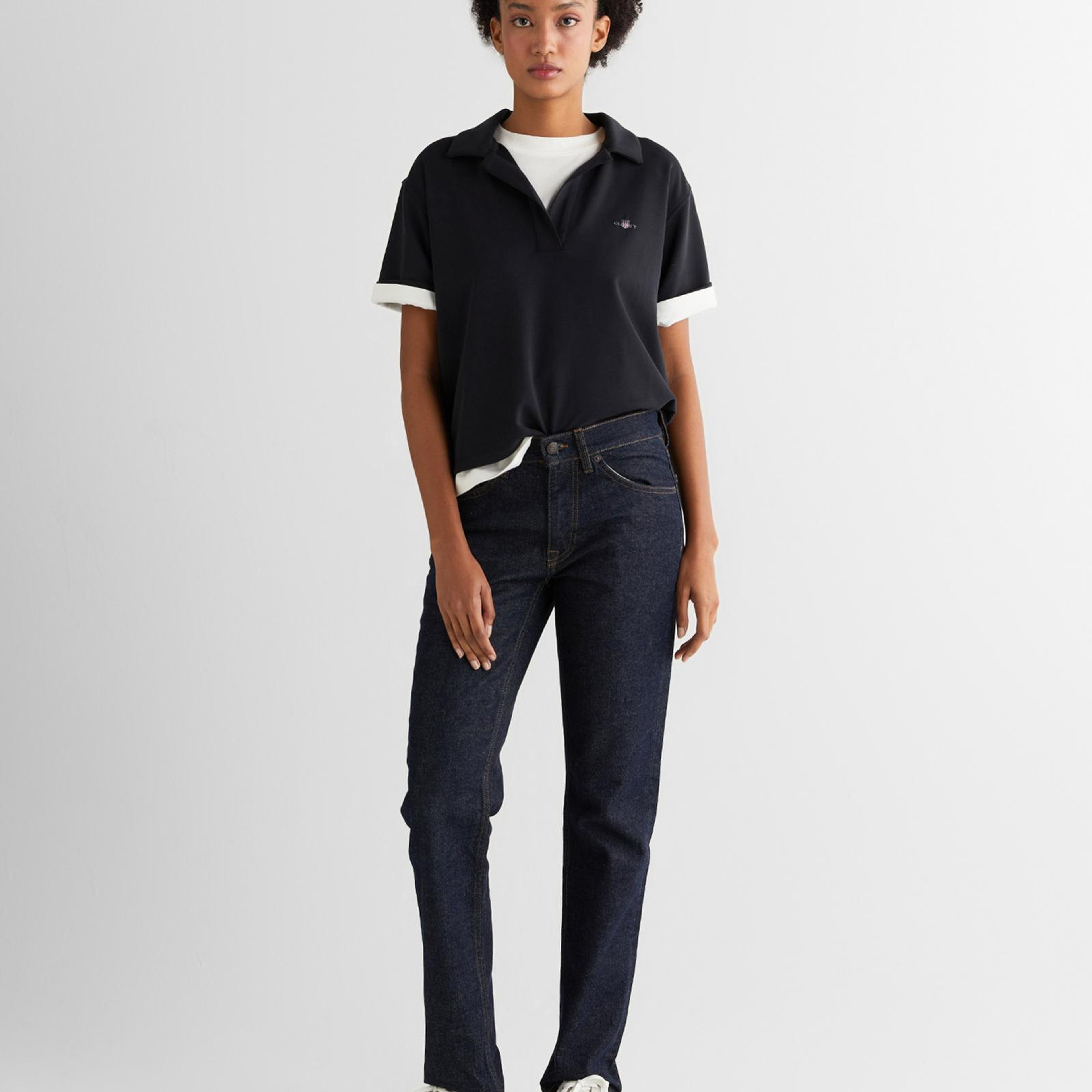 GANT Kadın Siyah Relaxed Fit Polo Yaka Polo