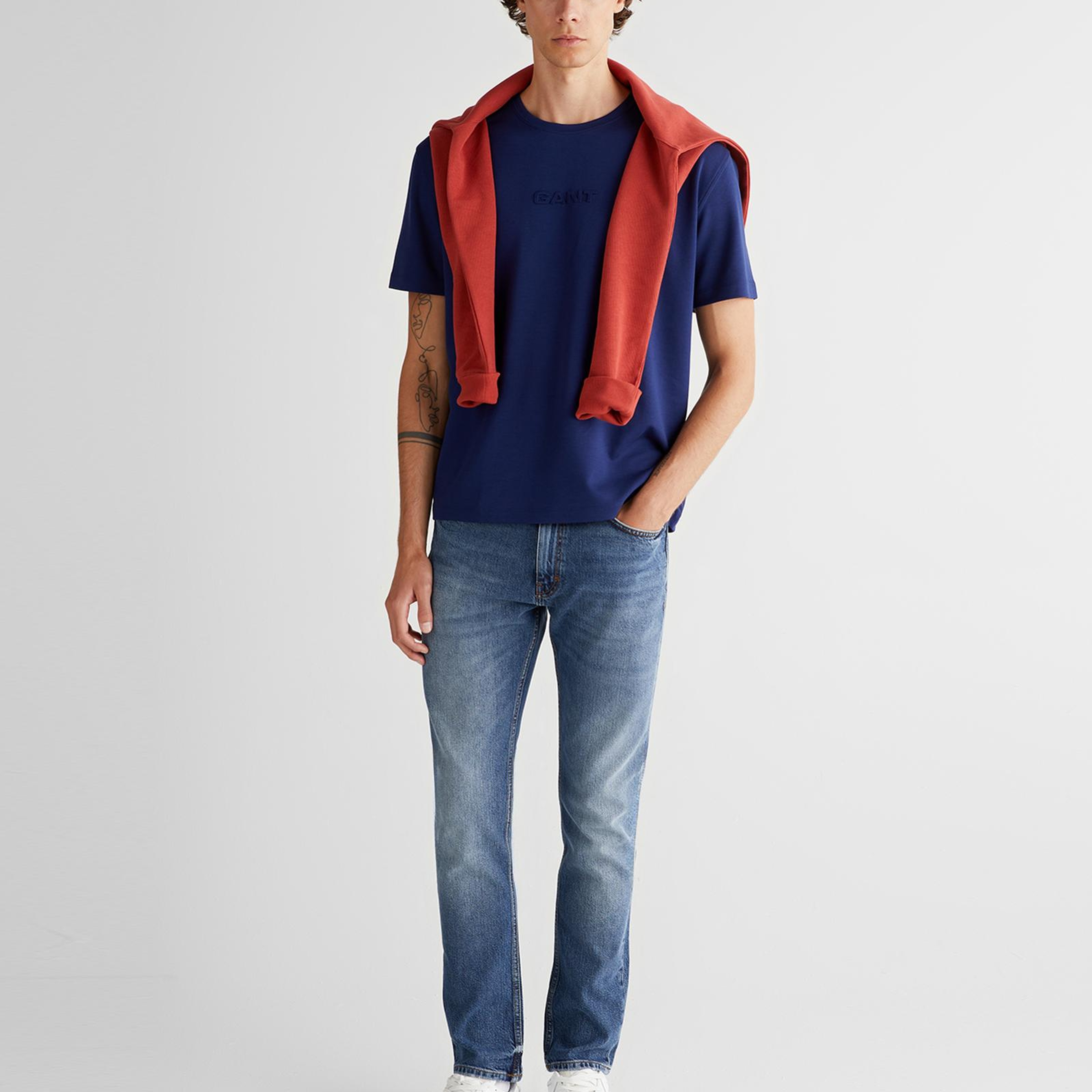 GANT Erkek Mavi Relaxed Fit T-Shirt