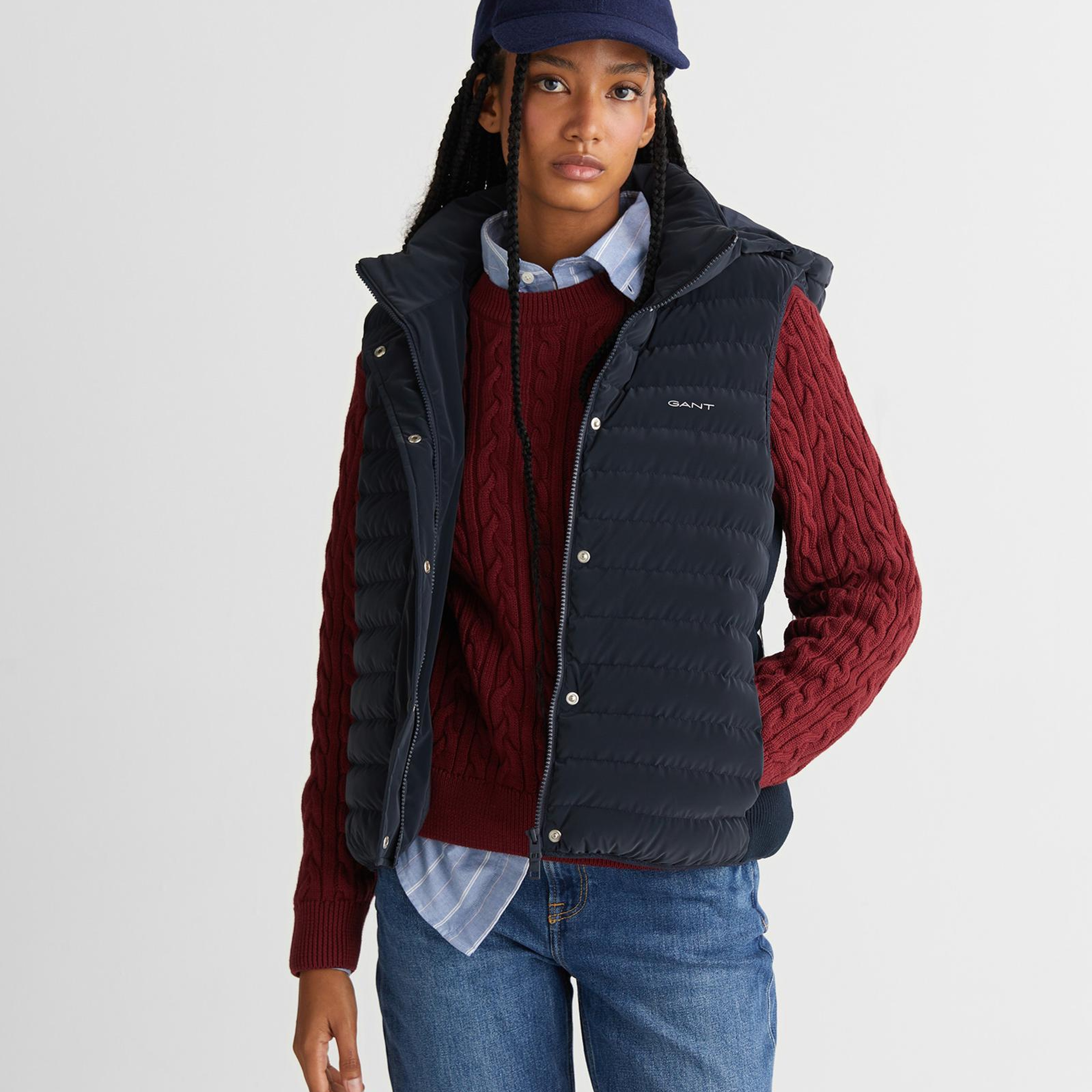 GANT Kadın Lacivert Regular Fit Yelek