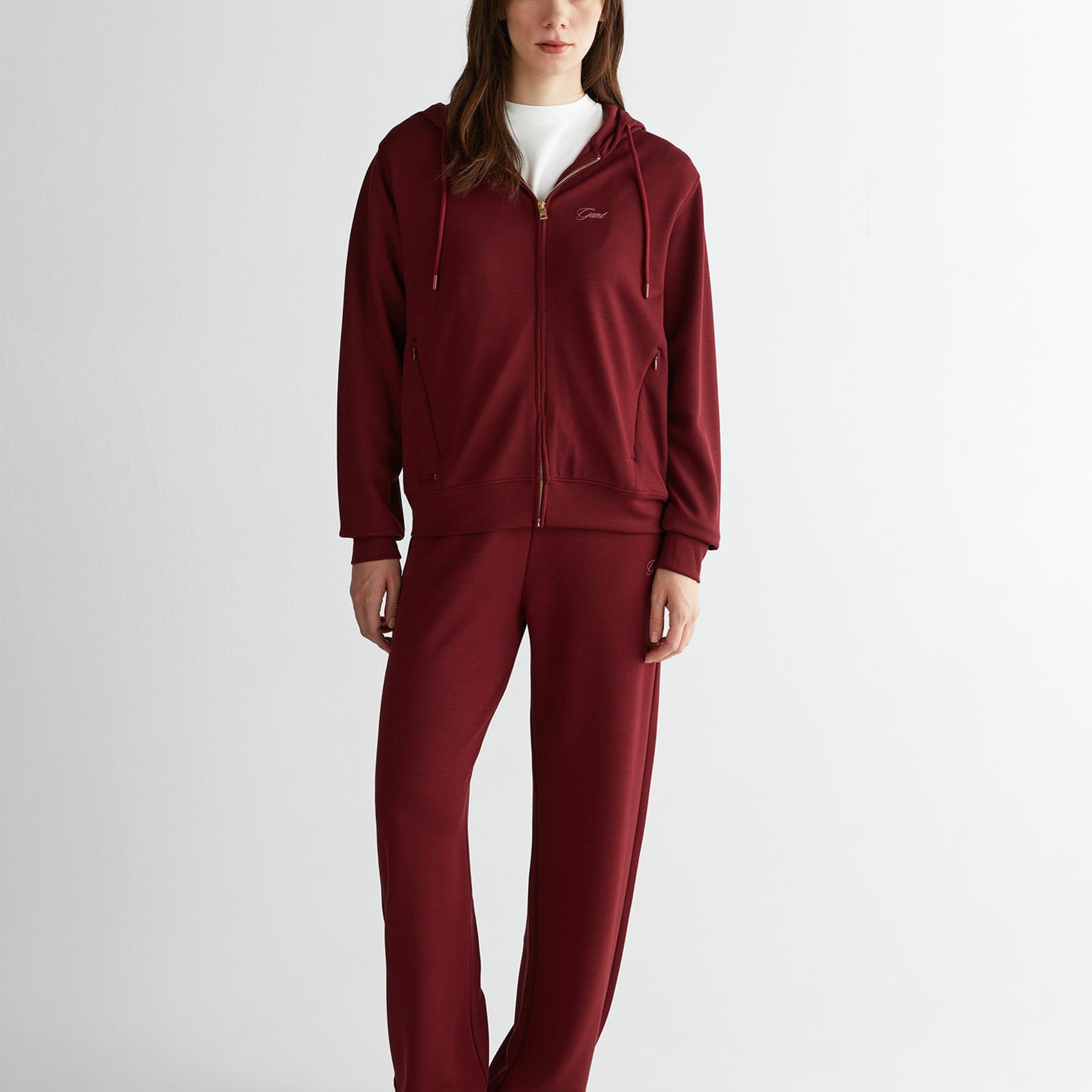 GANT Kadın Bordo Regular Fit Fermuarlı Sweatshirt