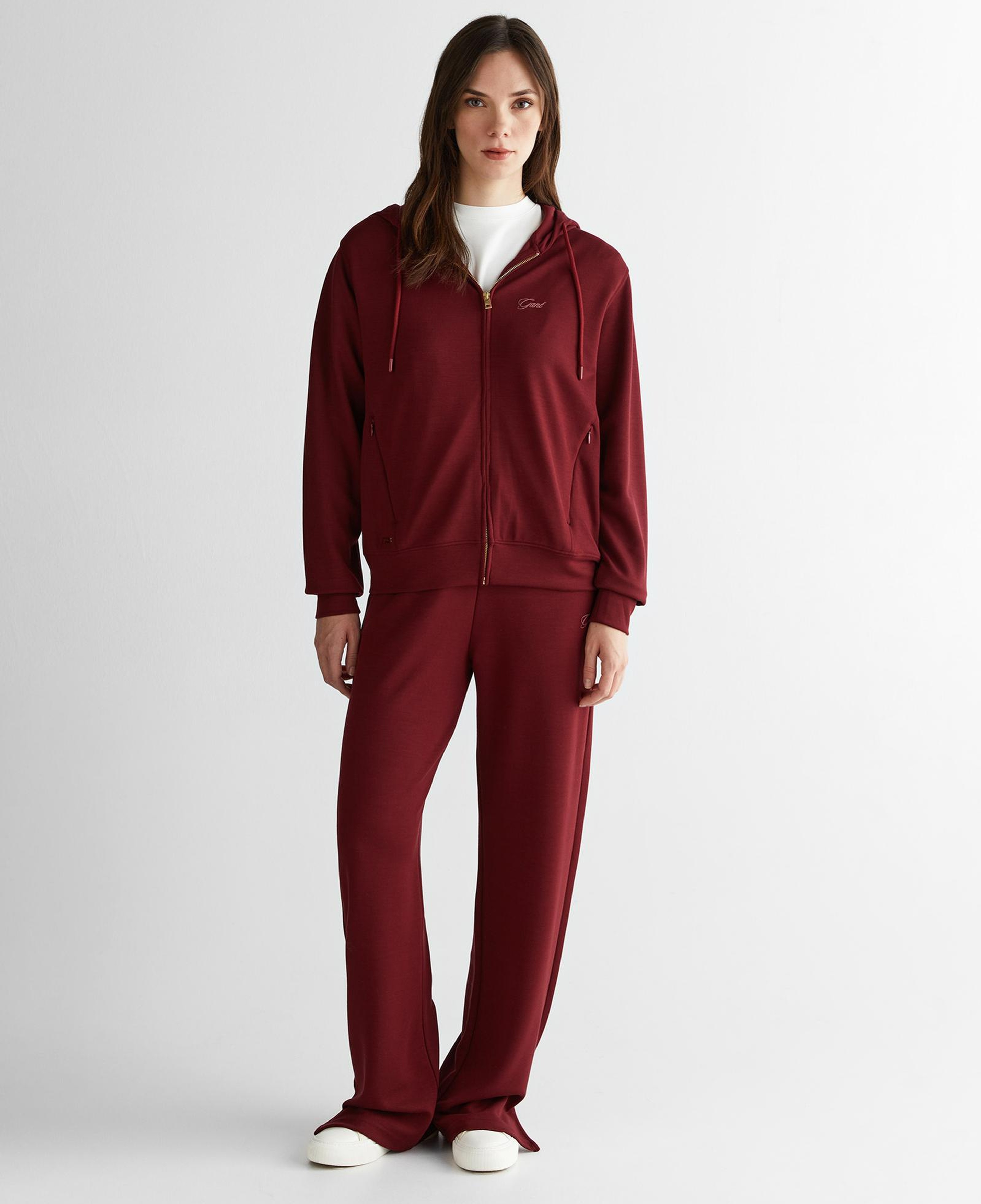 GANT Kadın Bordo Regular Fit Fermuarlı Sweatshirt