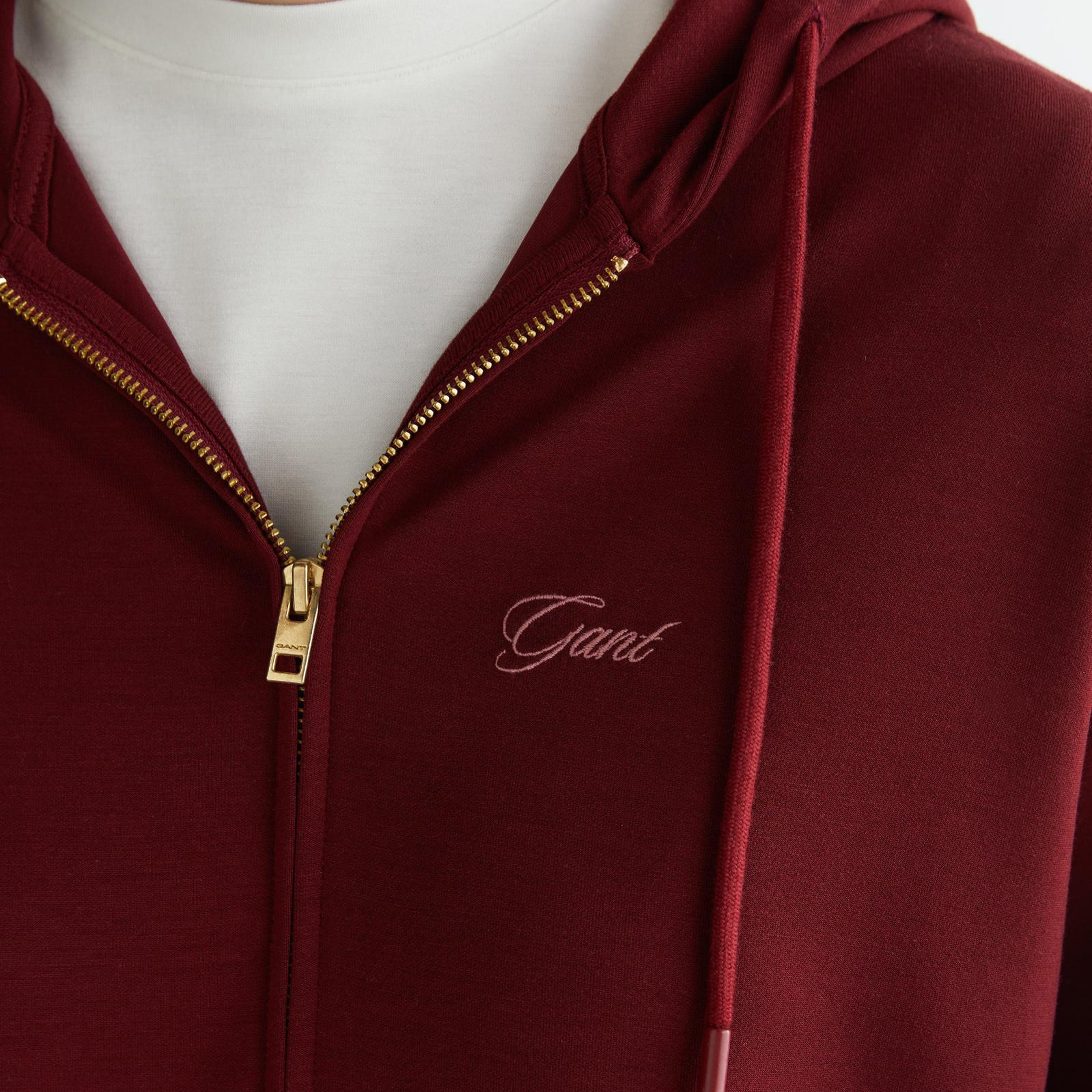 GANT Kadın Bordo Regular Fit Fermuarlı Sweatshirt