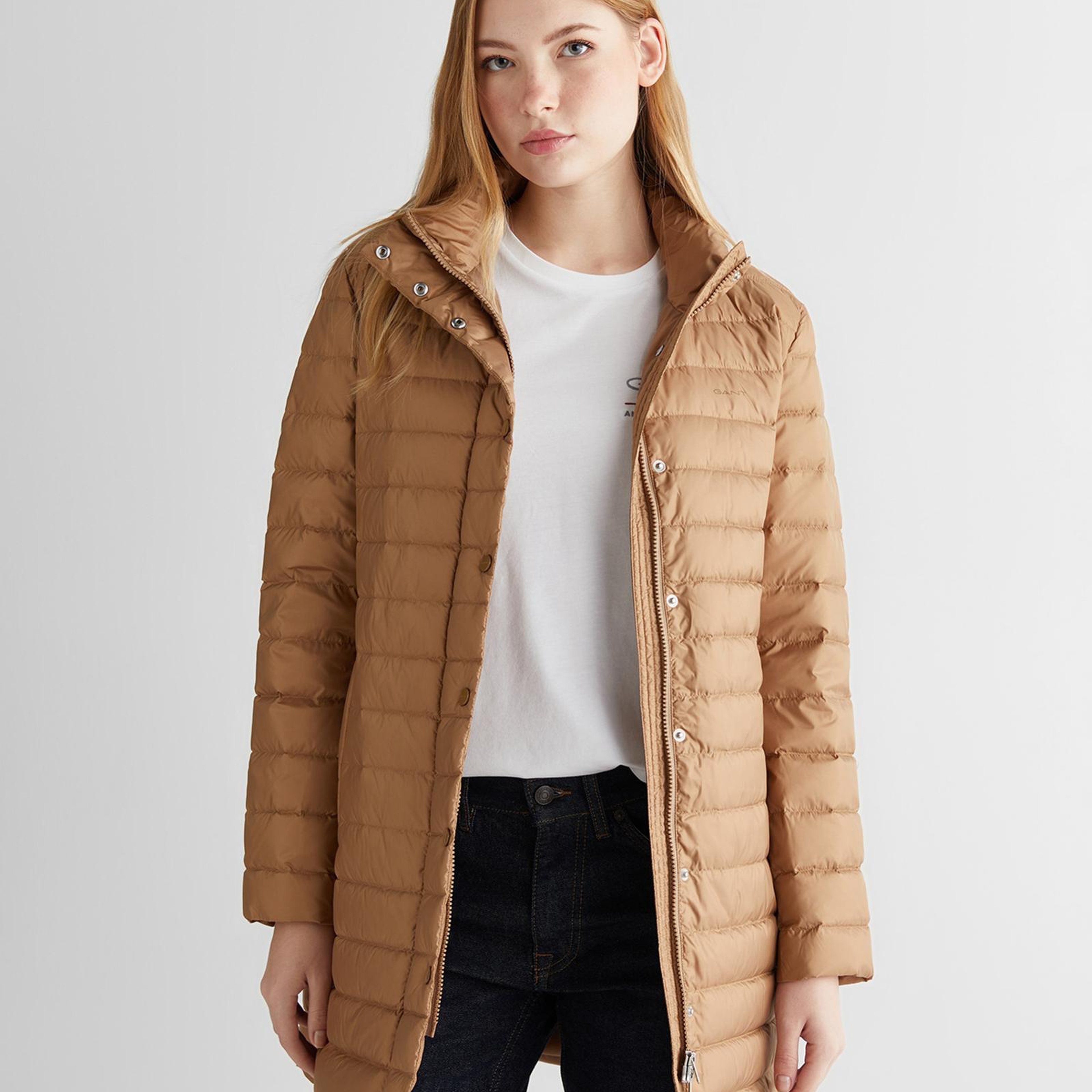 GANT Kadın Bej Regular Fit Fermuarlı Mont