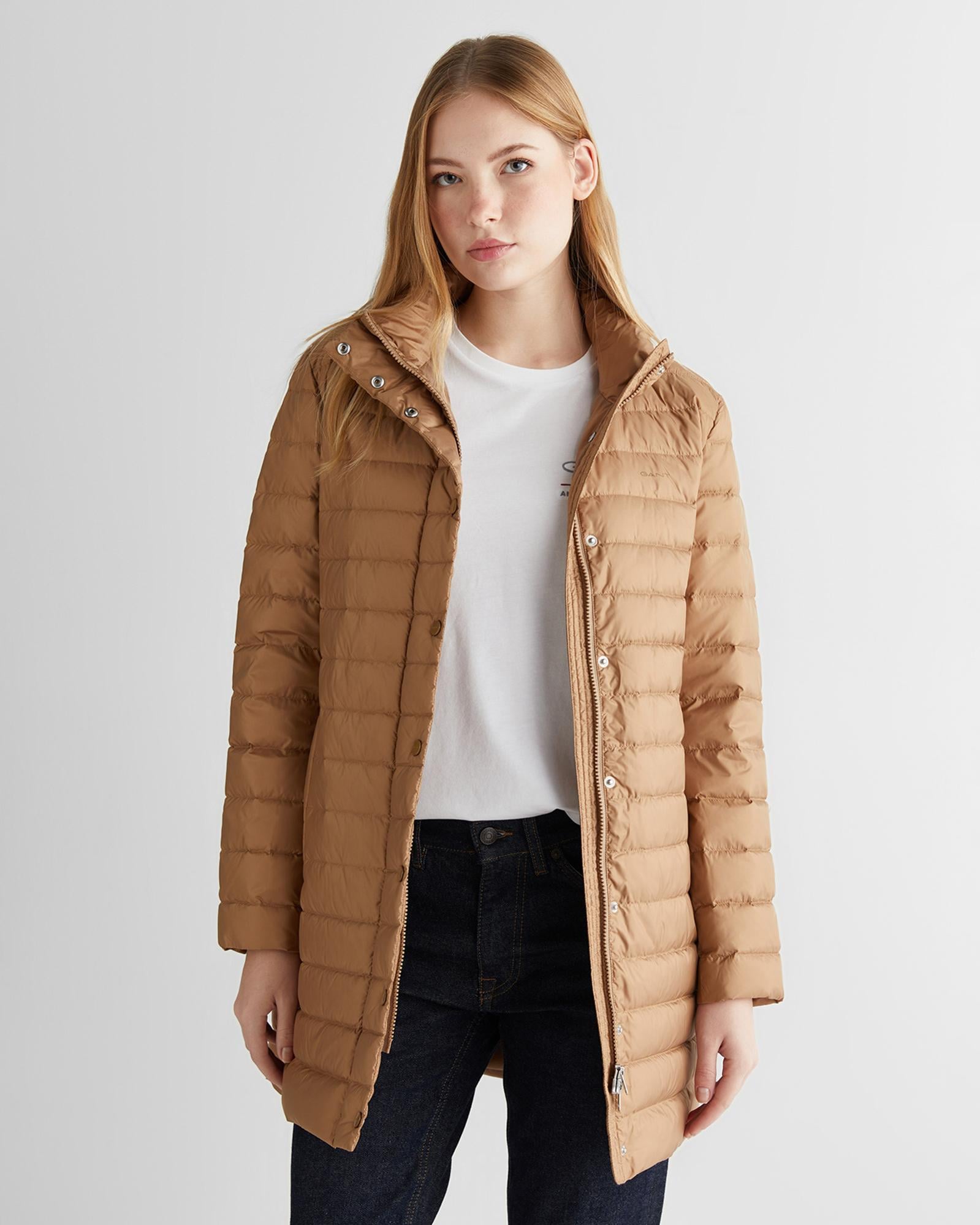 GANT Kadın Bej Regular Fit Fermuarlı Mont