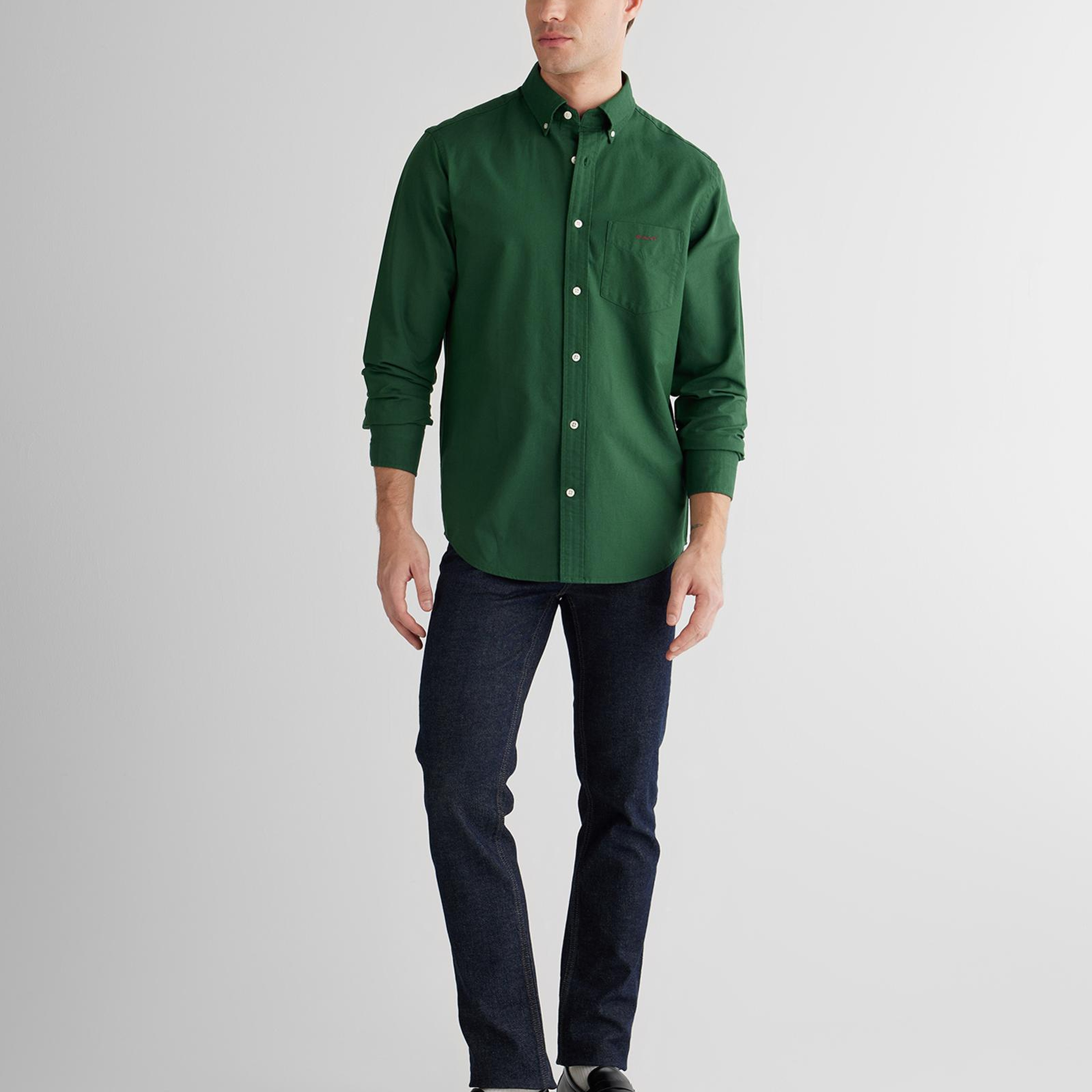 GANT Erkek Yeşil Regular Fit Oxford Gömlek