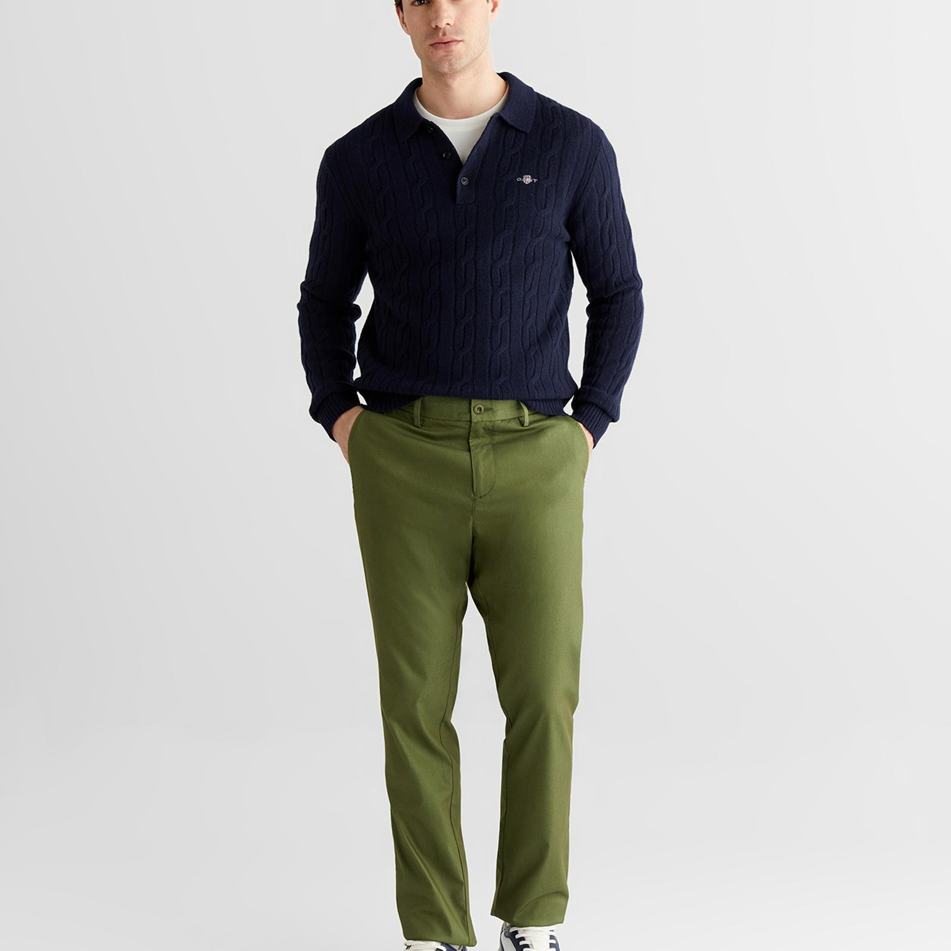 GANT Erkek Lacivert Regular Fit Polo Yaka Triko