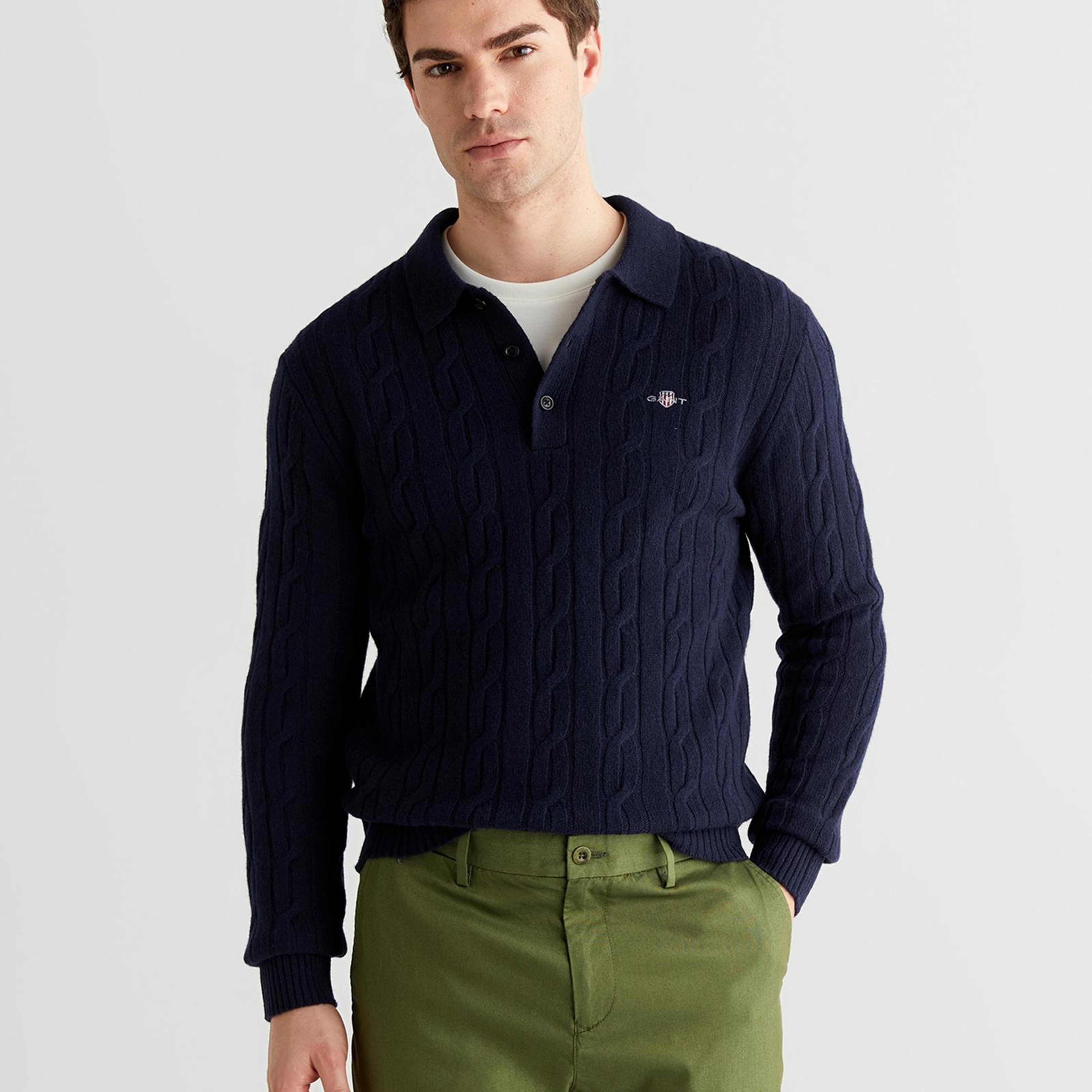 GANT Erkek Lacivert Regular Fit Polo Yaka Triko