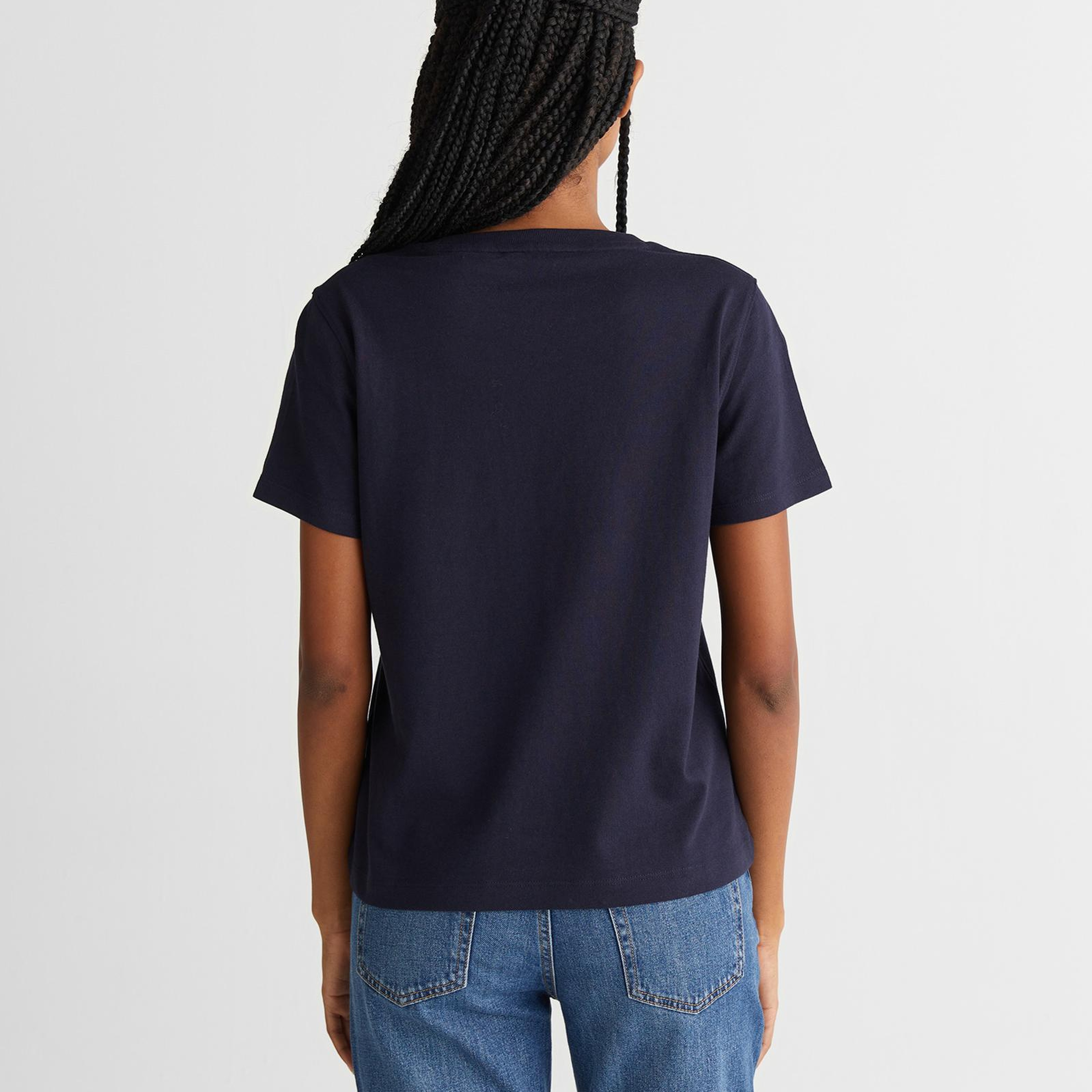 GANT Kadın Lacivert Regular Fit Bisiklet Yaka T-Shirt