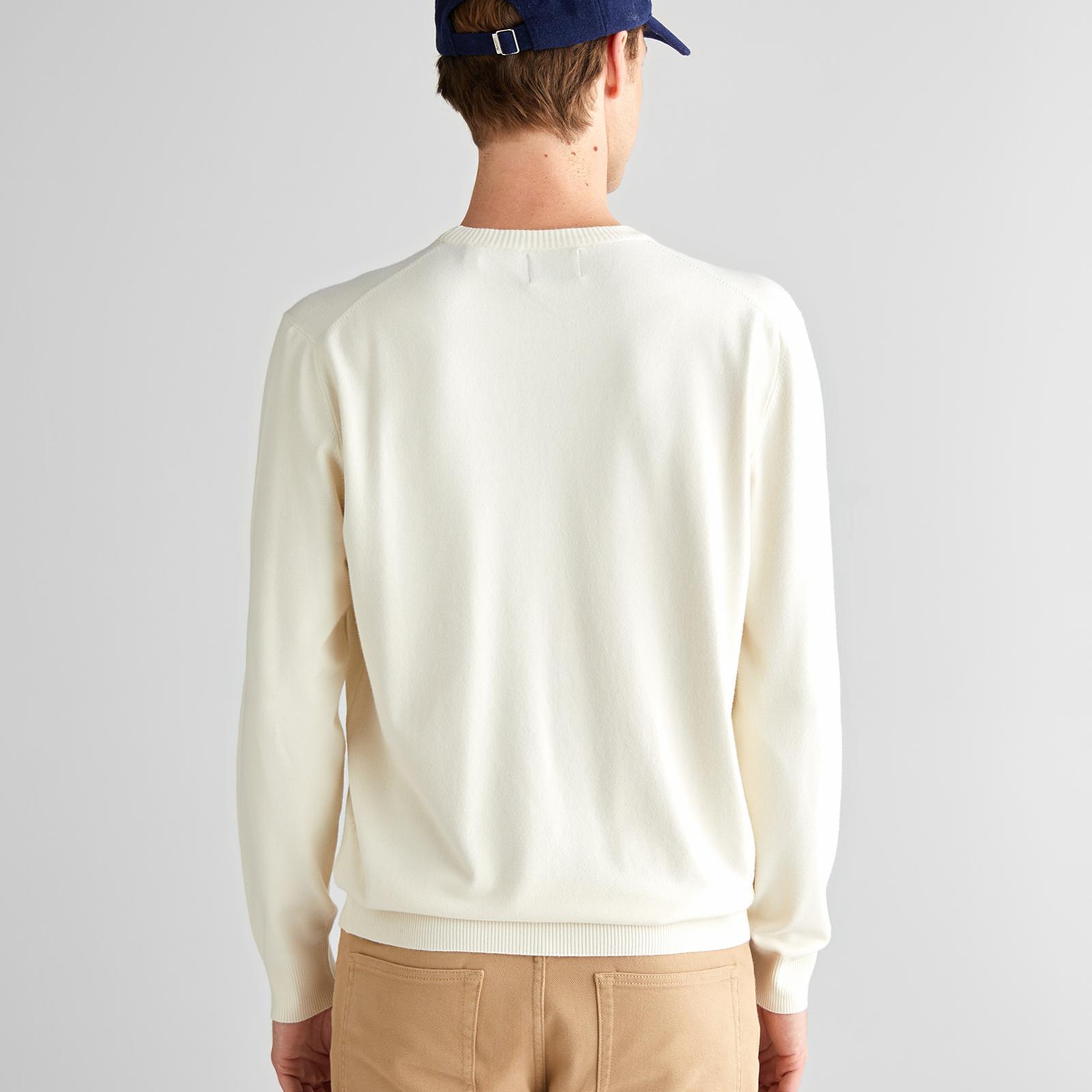 GANT Erkek Krem Standart Fit Bisiklet Yaka Triko