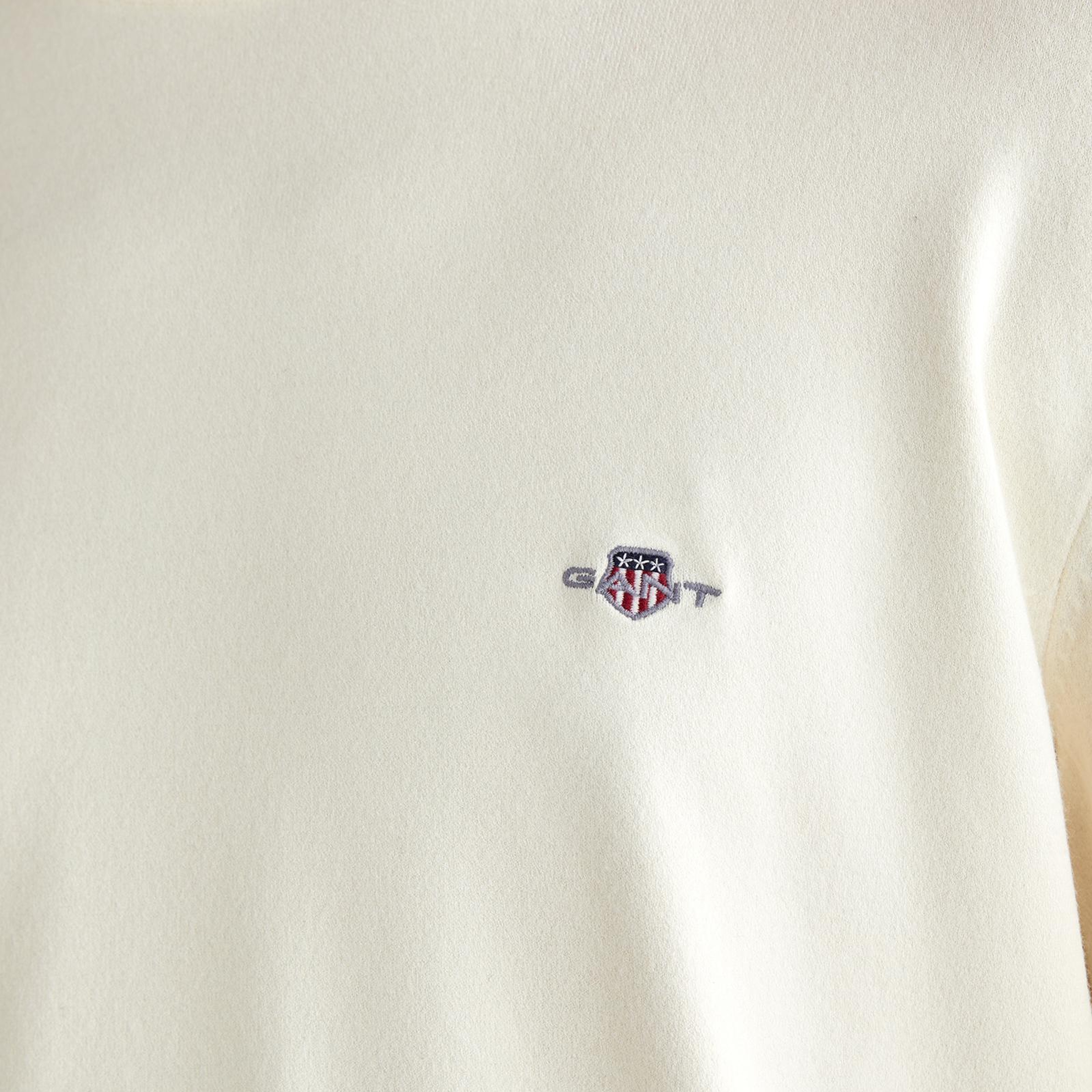 GANT Erkek Krem Standart Fit Bisiklet Yaka Triko