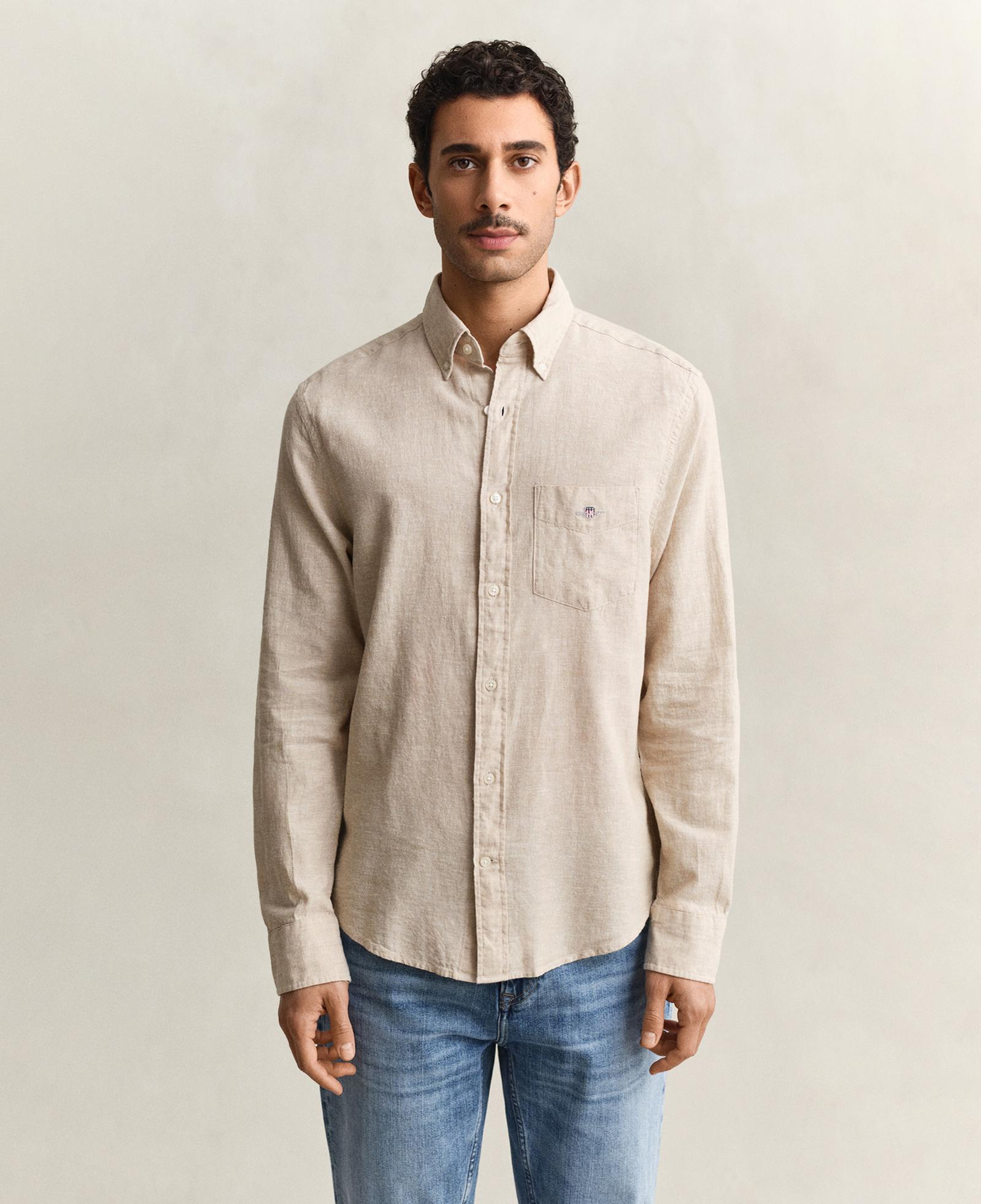 GANT Erkek Bej Regular Fit Logolu Gömlek