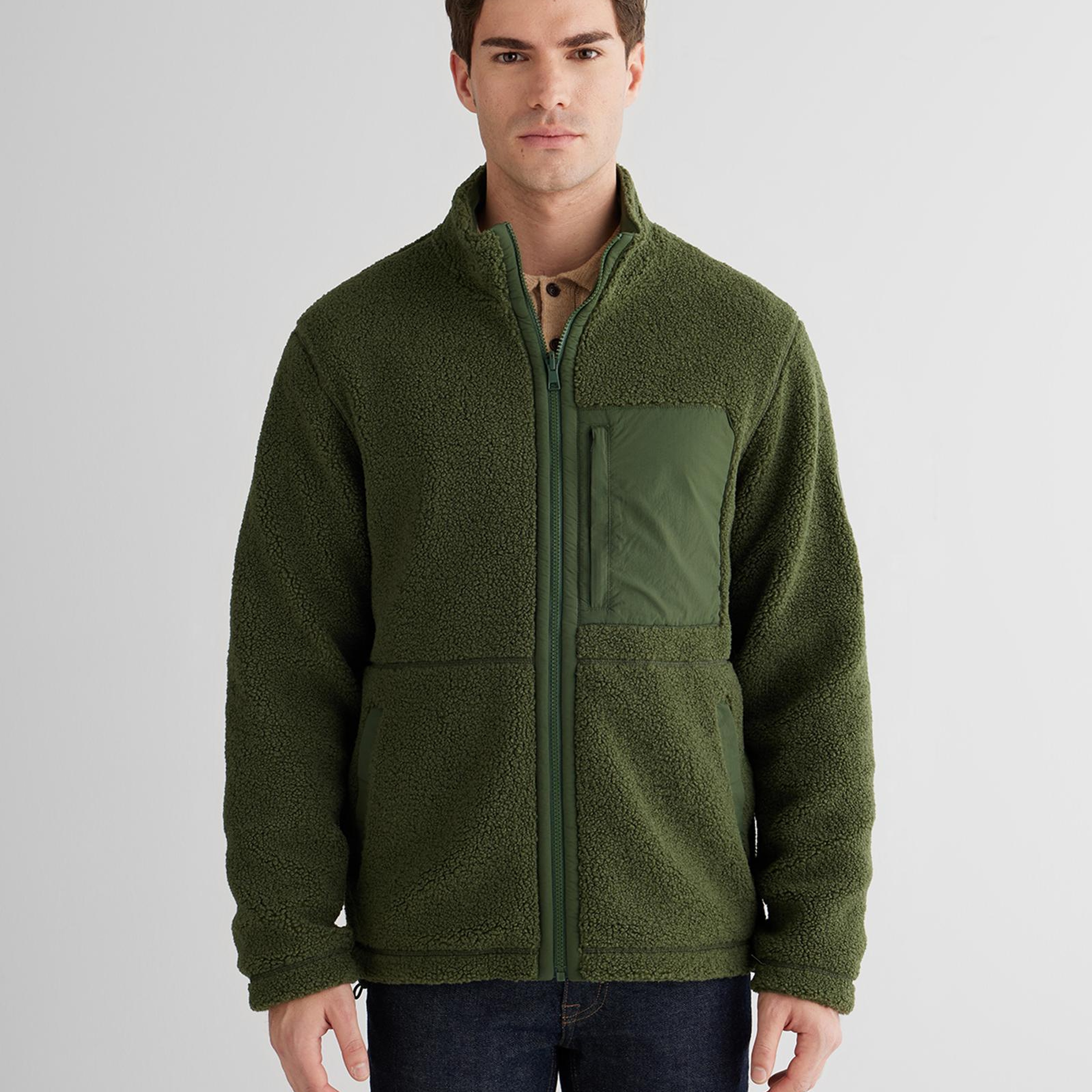 GANT Erkek Haki Fermuarlı Çift Taraflı Polar Sweatshirt