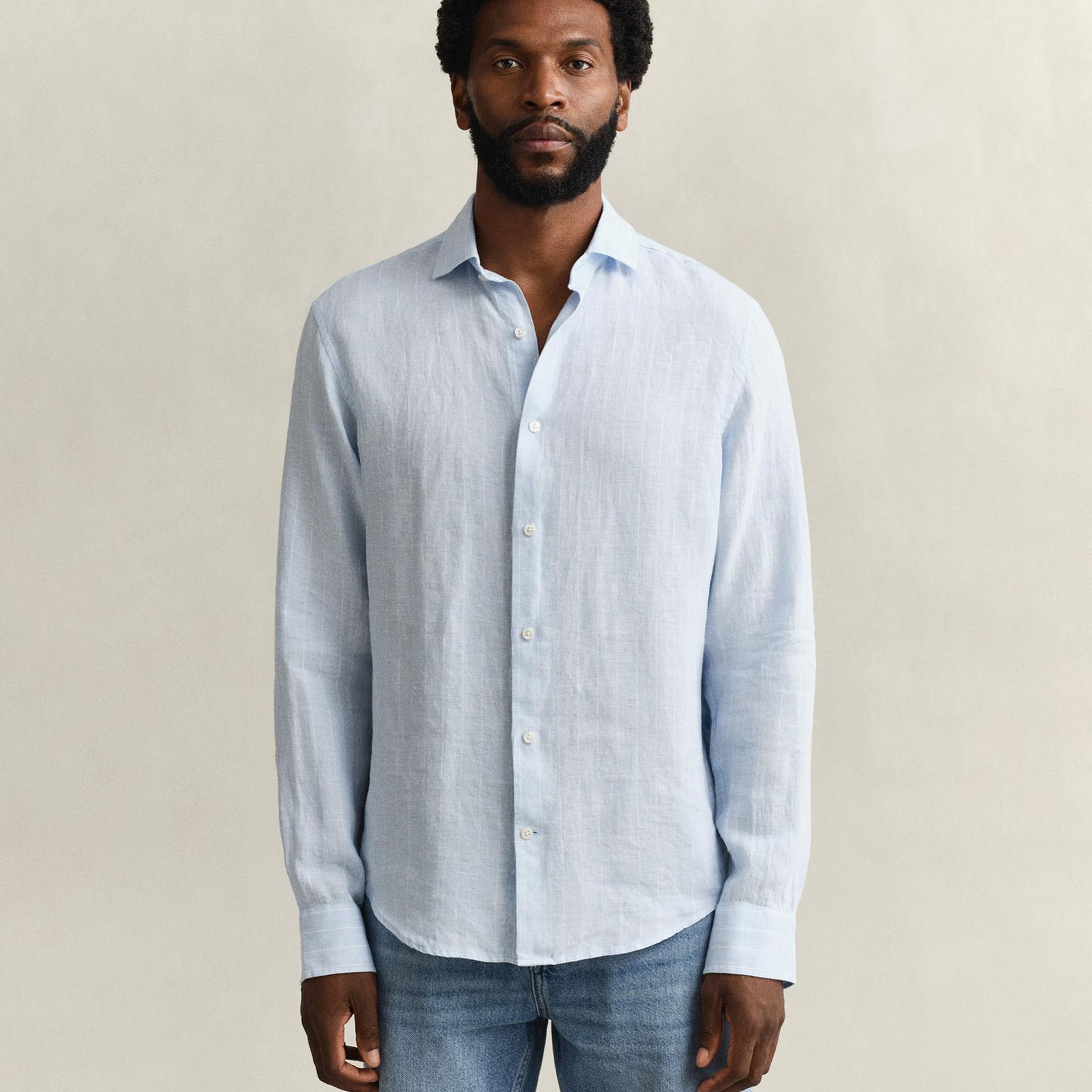 GANT Erkek Mavi Regular Fit Çizgili Gömlek