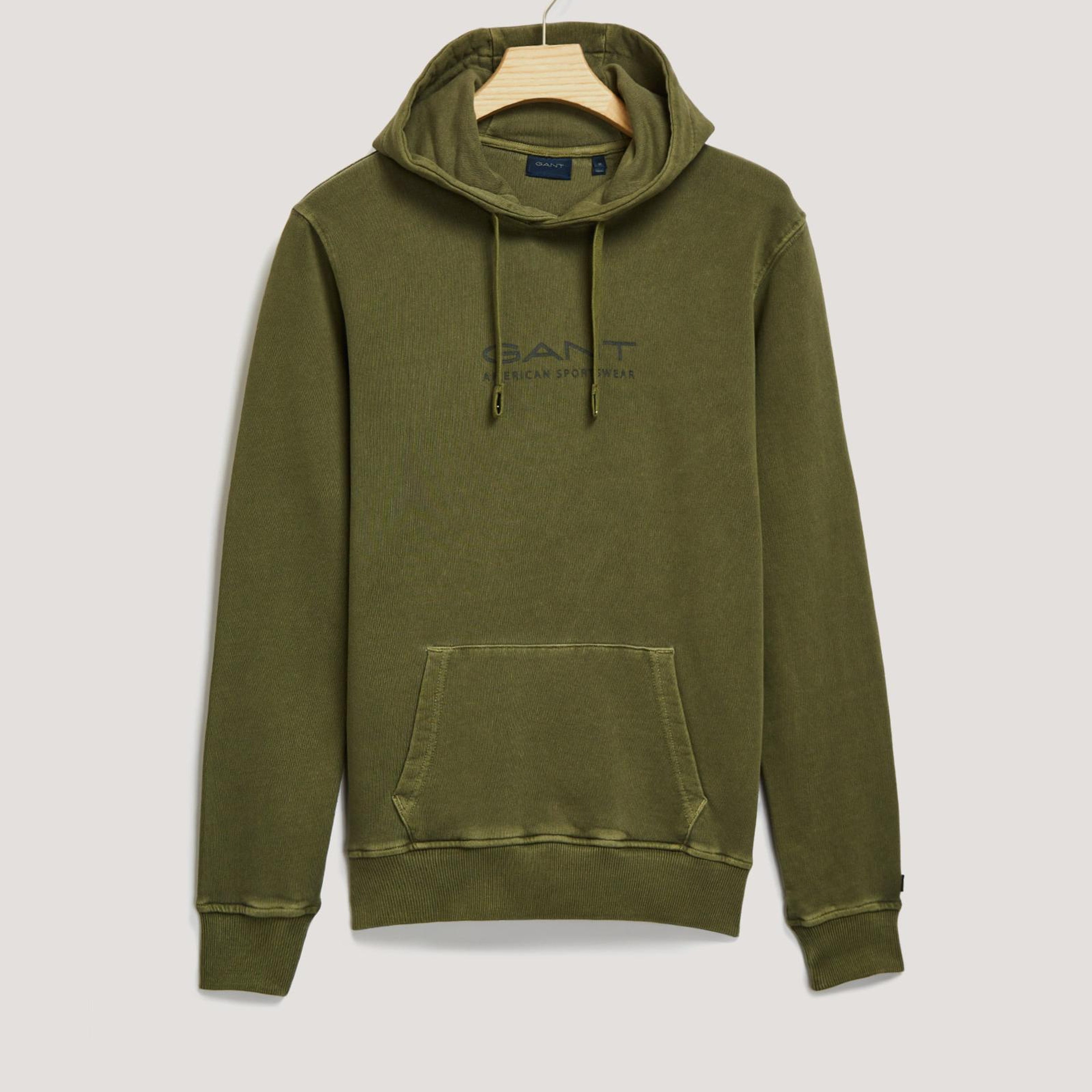 GANT Erkek Yeşil Regular Fit Kapüşonlu Logolu Sweatshirt