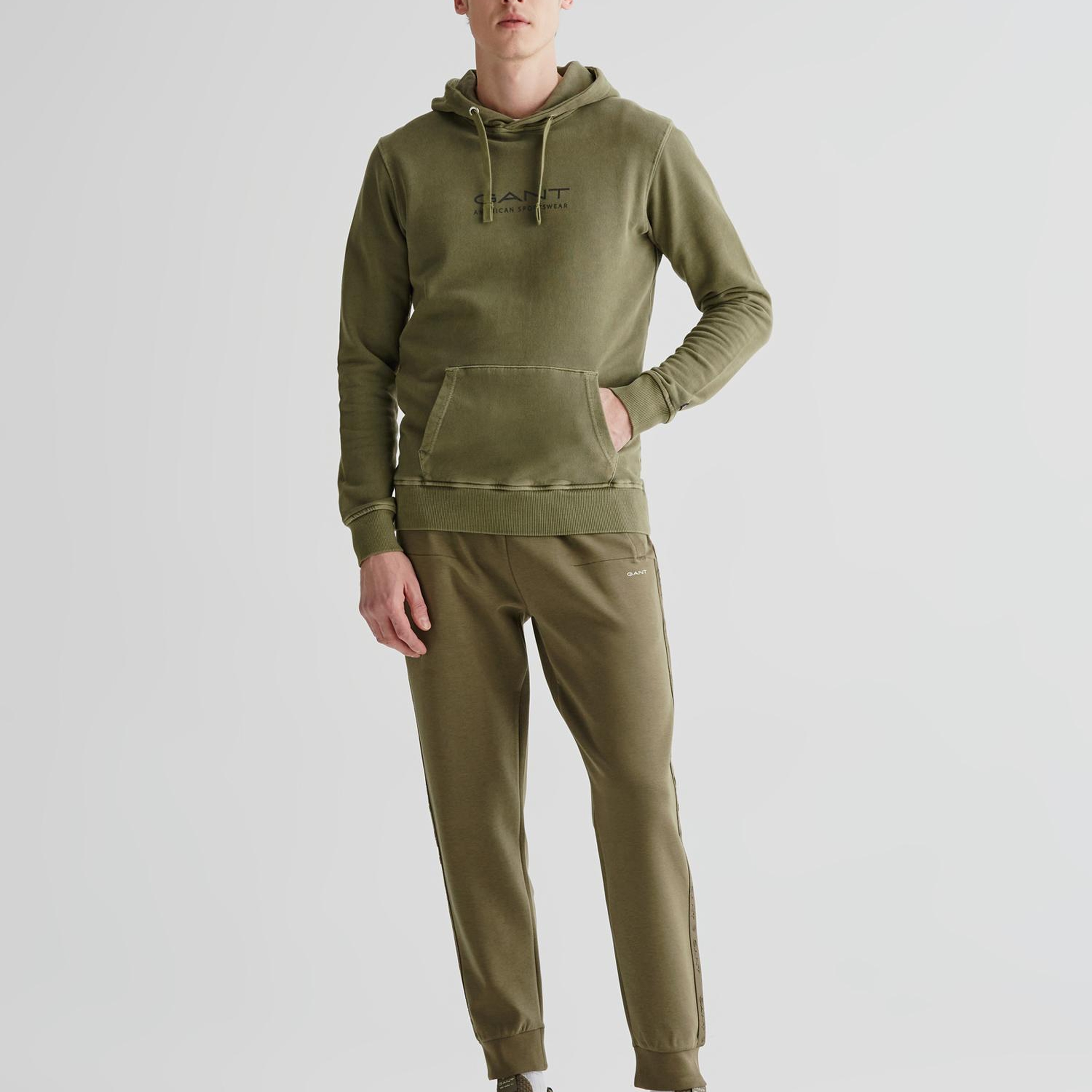 GANT Erkek Yeşil Regular Fit Kapüşonlu Logolu Sweatshirt