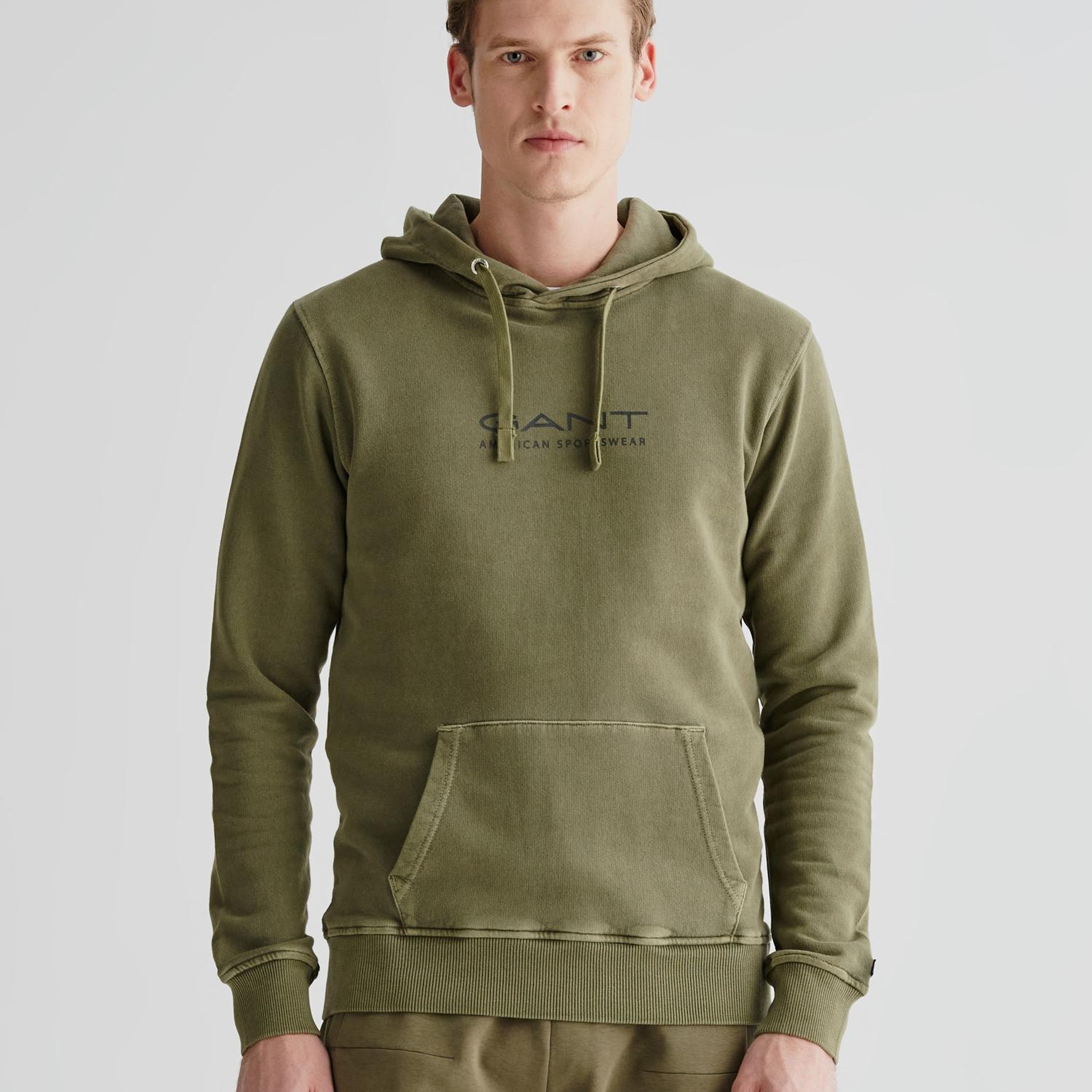GANT Erkek Yeşil Regular Fit Kapüşonlu Logolu Sweatshirt