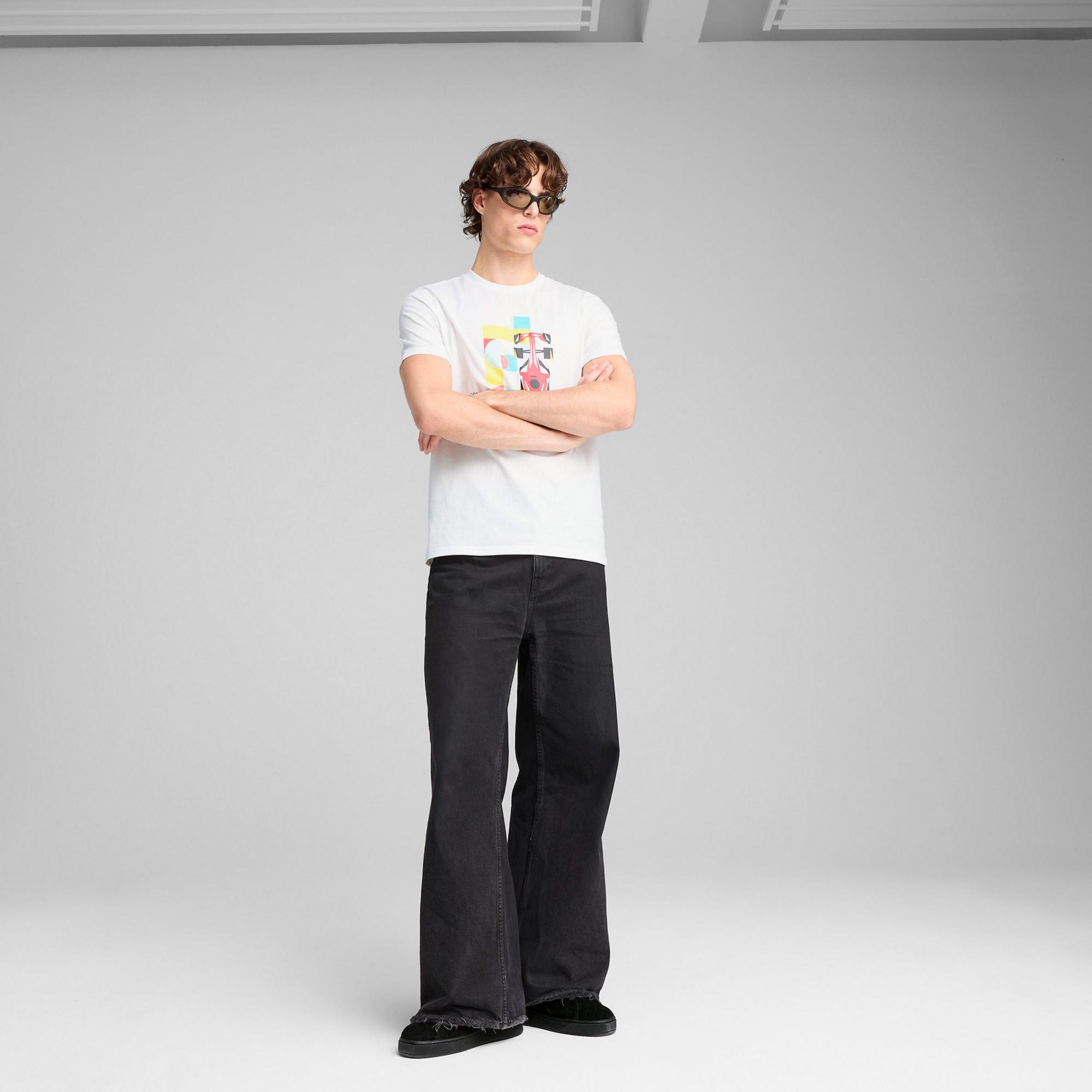 Puma Ferrari Race Graphic 2 Erkek Beyaz T-Shirt