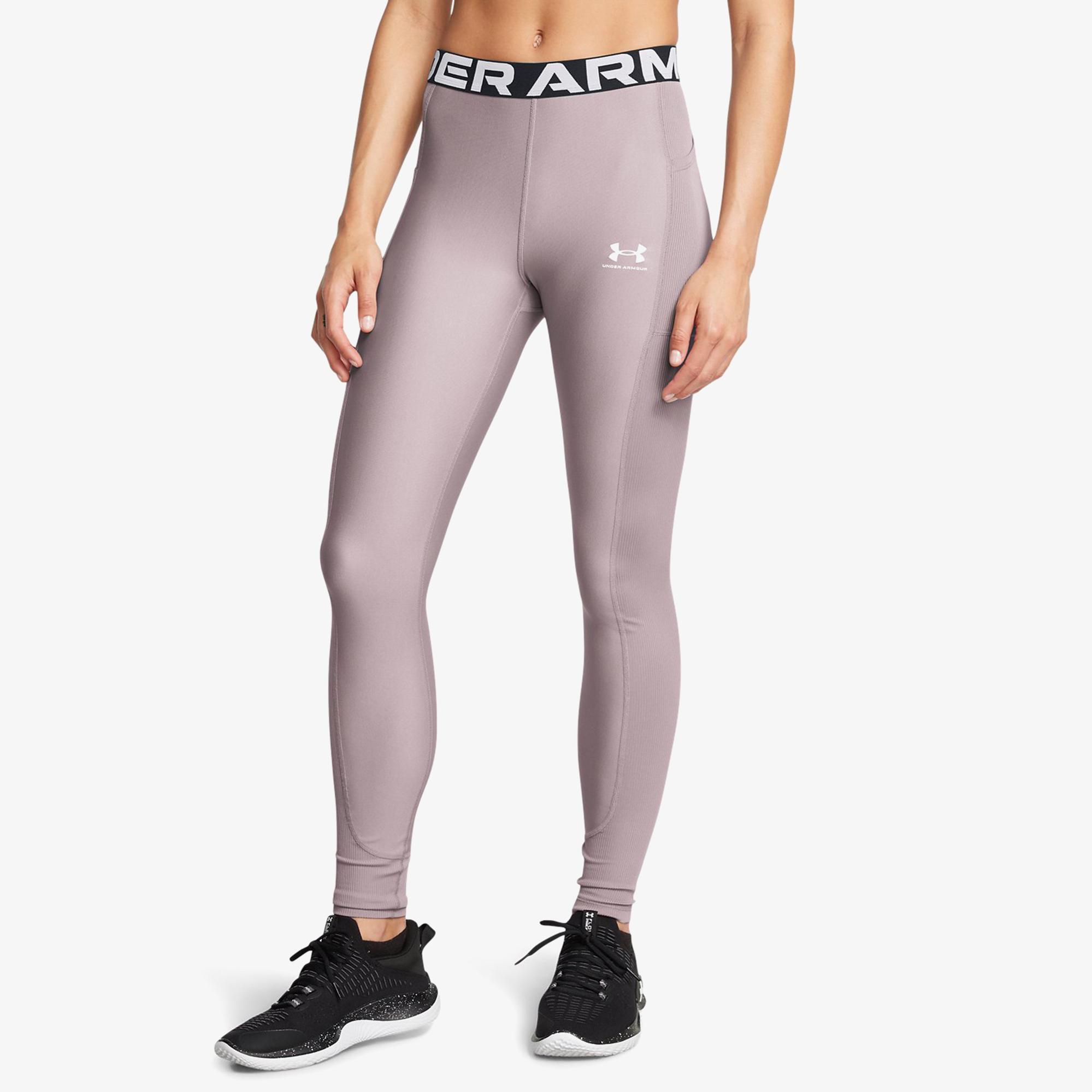 Under Armour Heat Gear Rib Kadın Mor Antrenman Taytı