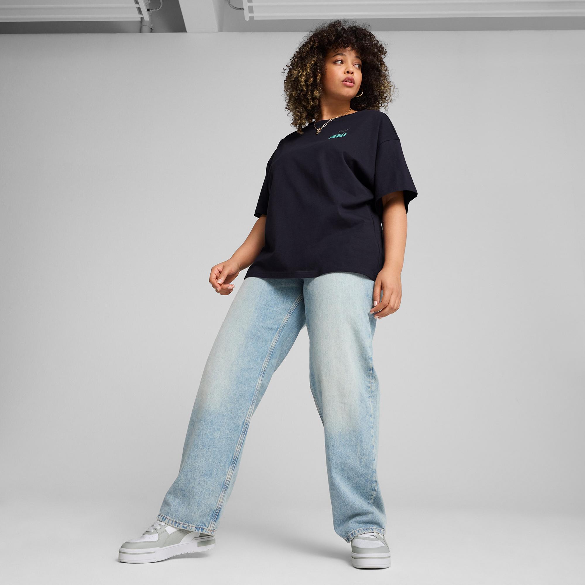 Puma Wardrobe Ess Graphic Kadın Lacivert T-Shirt