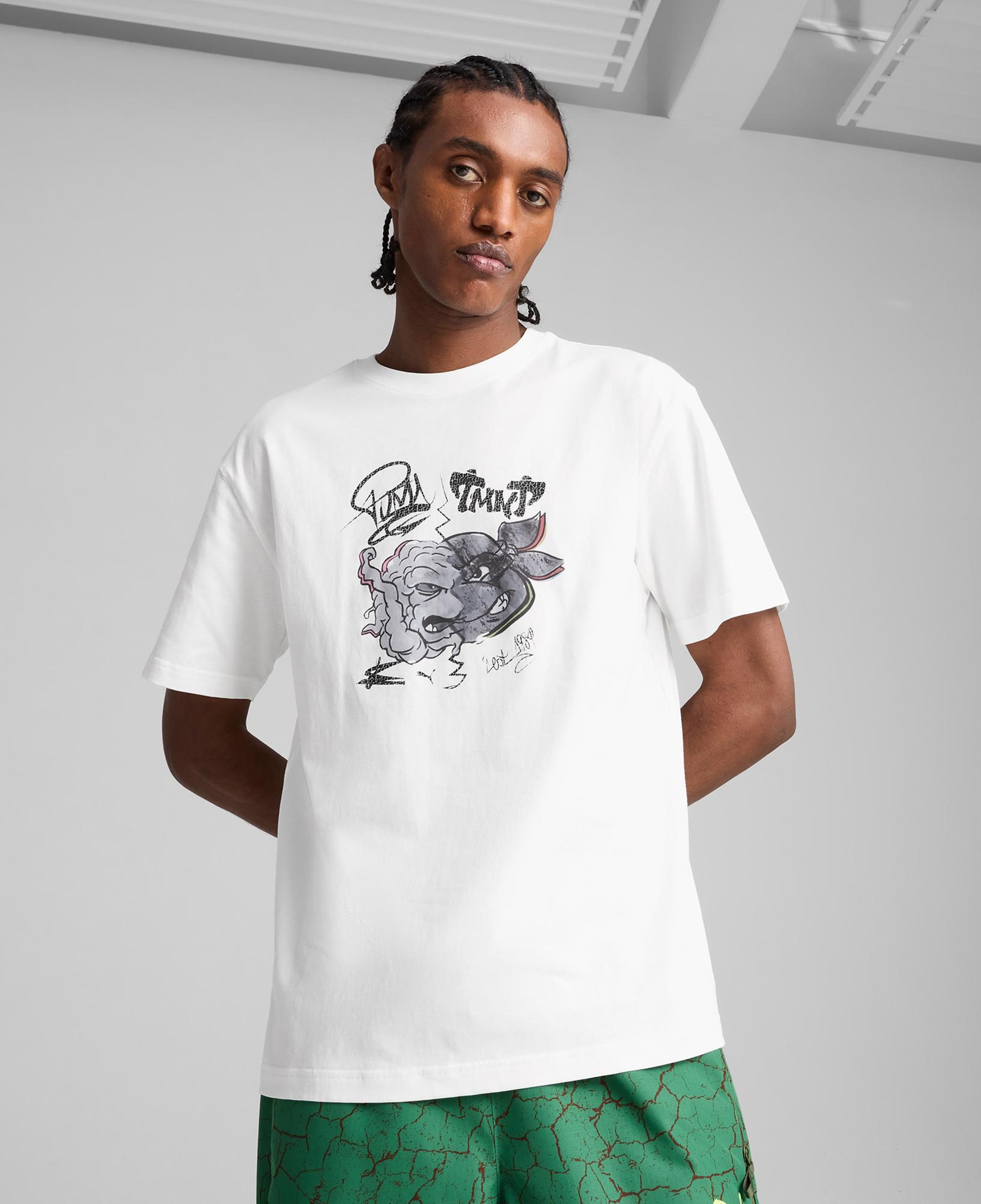 Puma X TMNT Relaxed Graphic Erkek Beyaz T-Shirt
