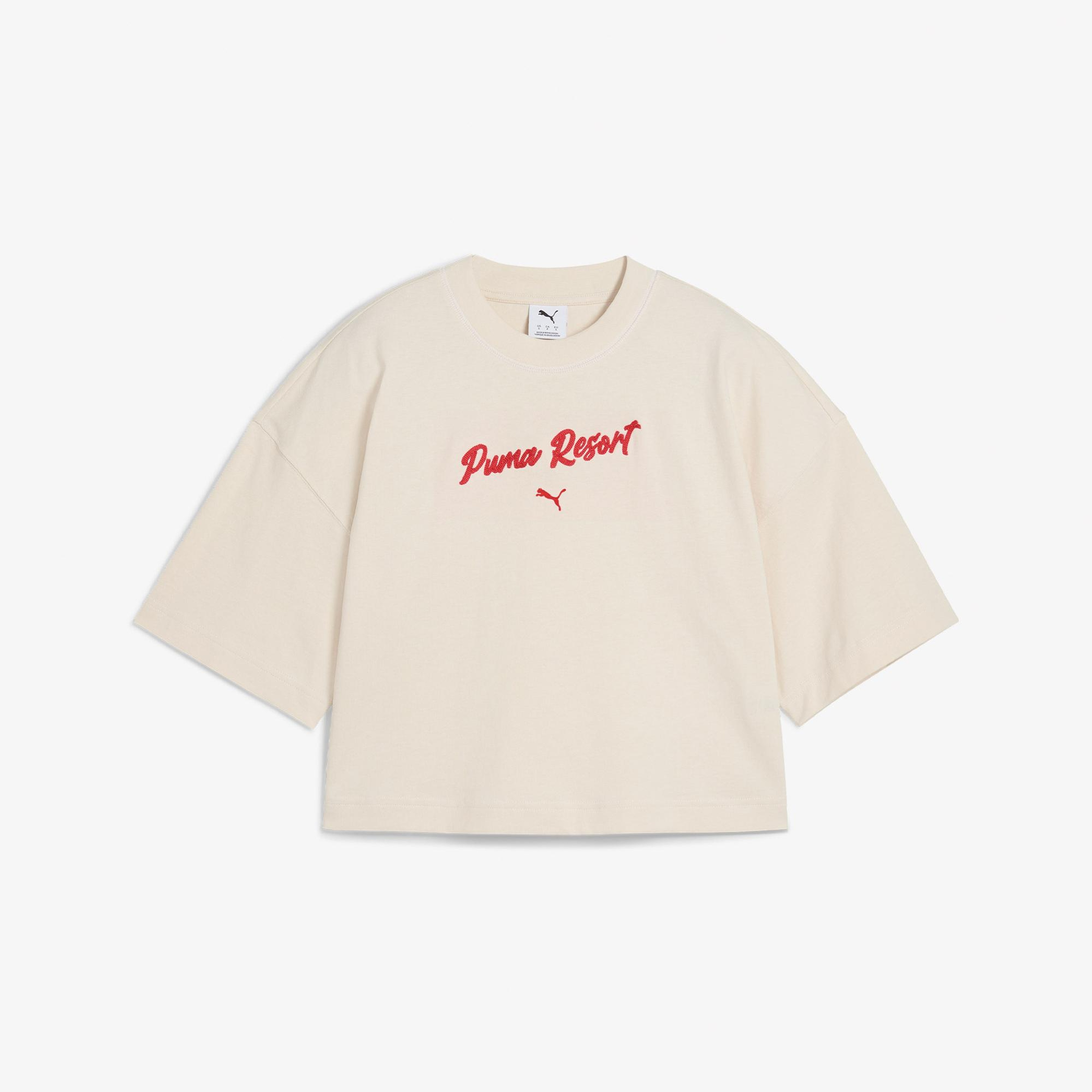 Puma Premium Ess Graphic Kadın Krem T-Shirt