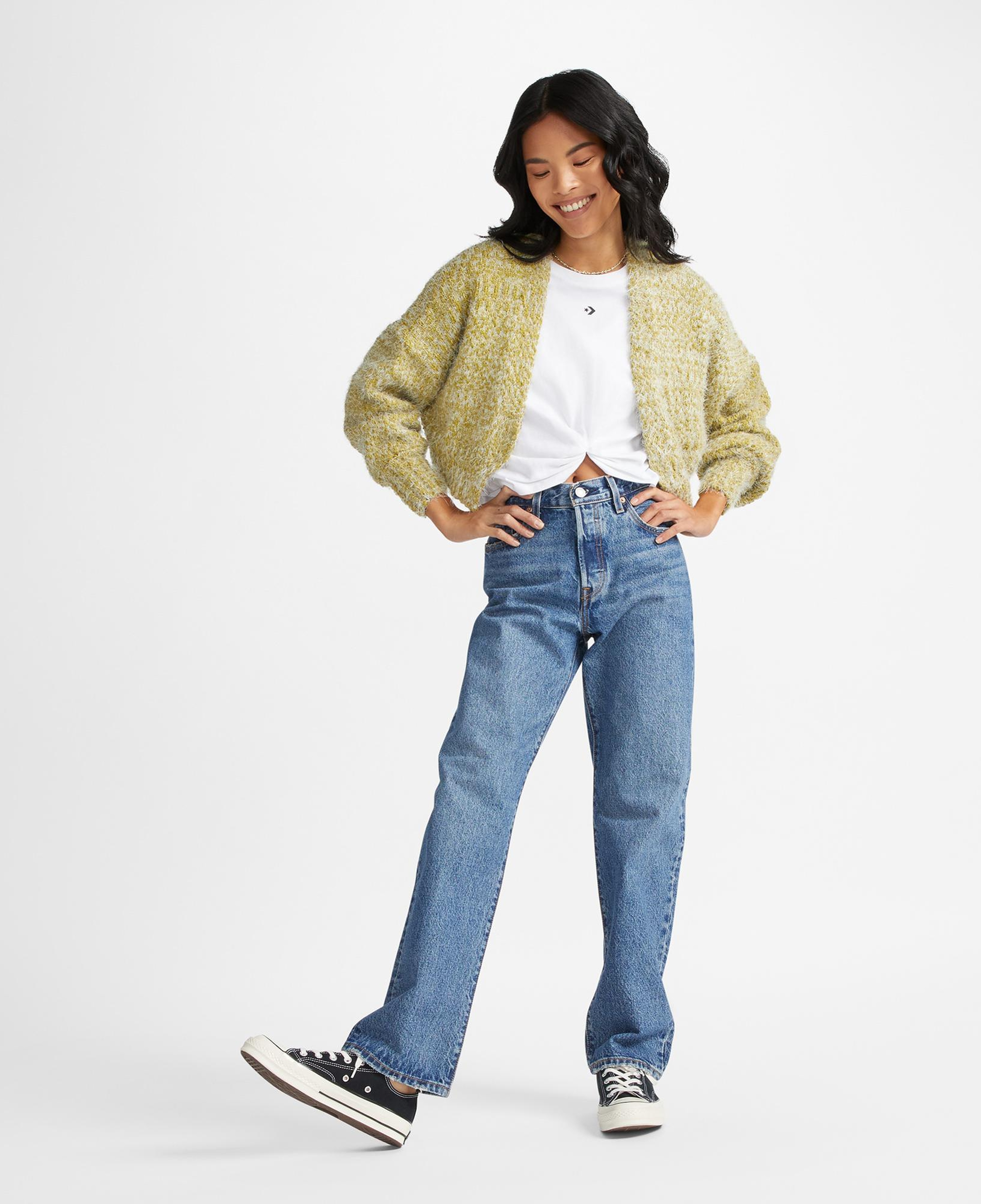 Converse Star Chevron Twist Cropped Kadın Beyaz T-Shirt