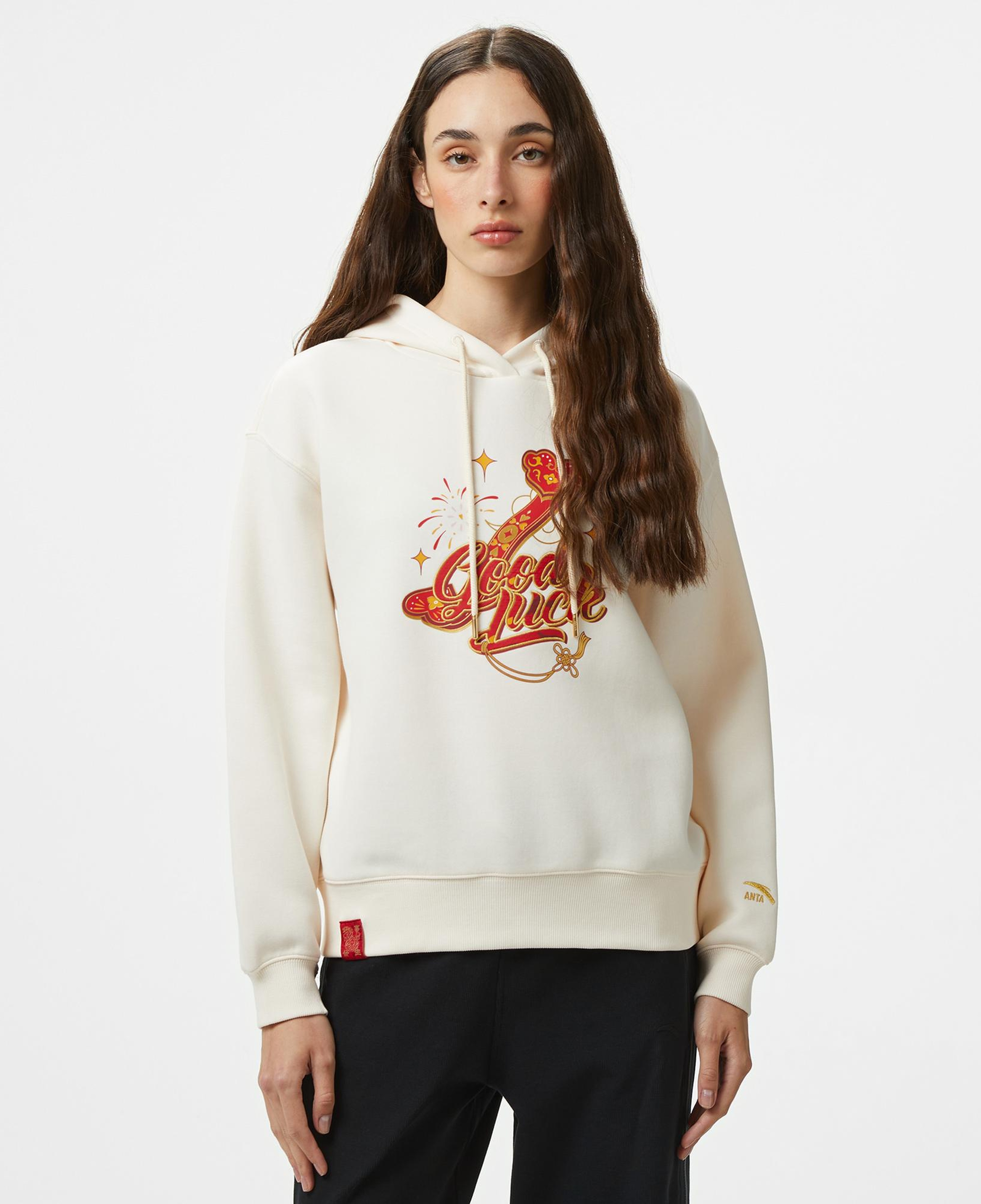 Anta CNY Good Luck Kadın Beyaz Hoodie