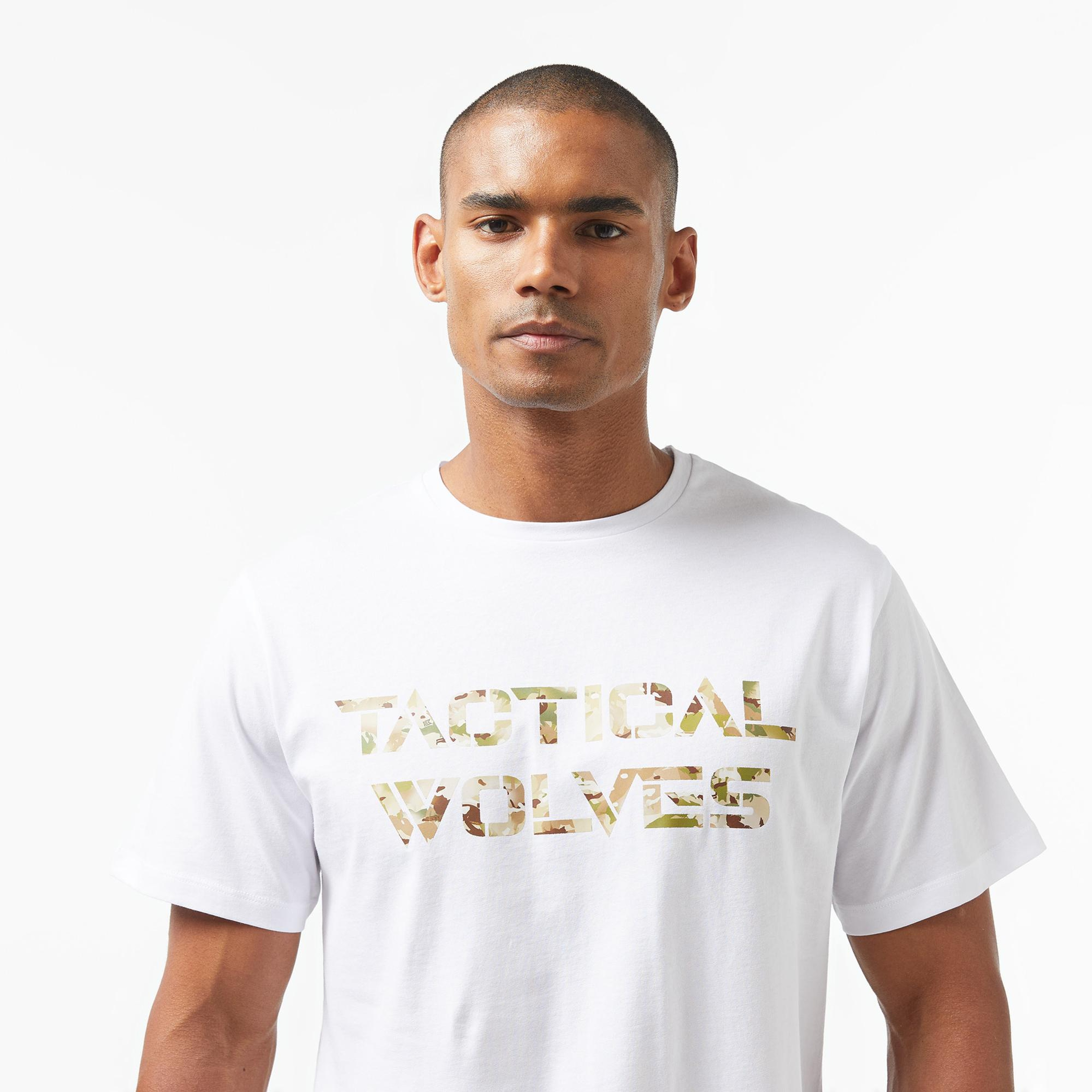 Tactical Wolves Oversize Kamuflaj Erkek Beyaz T-Shirt