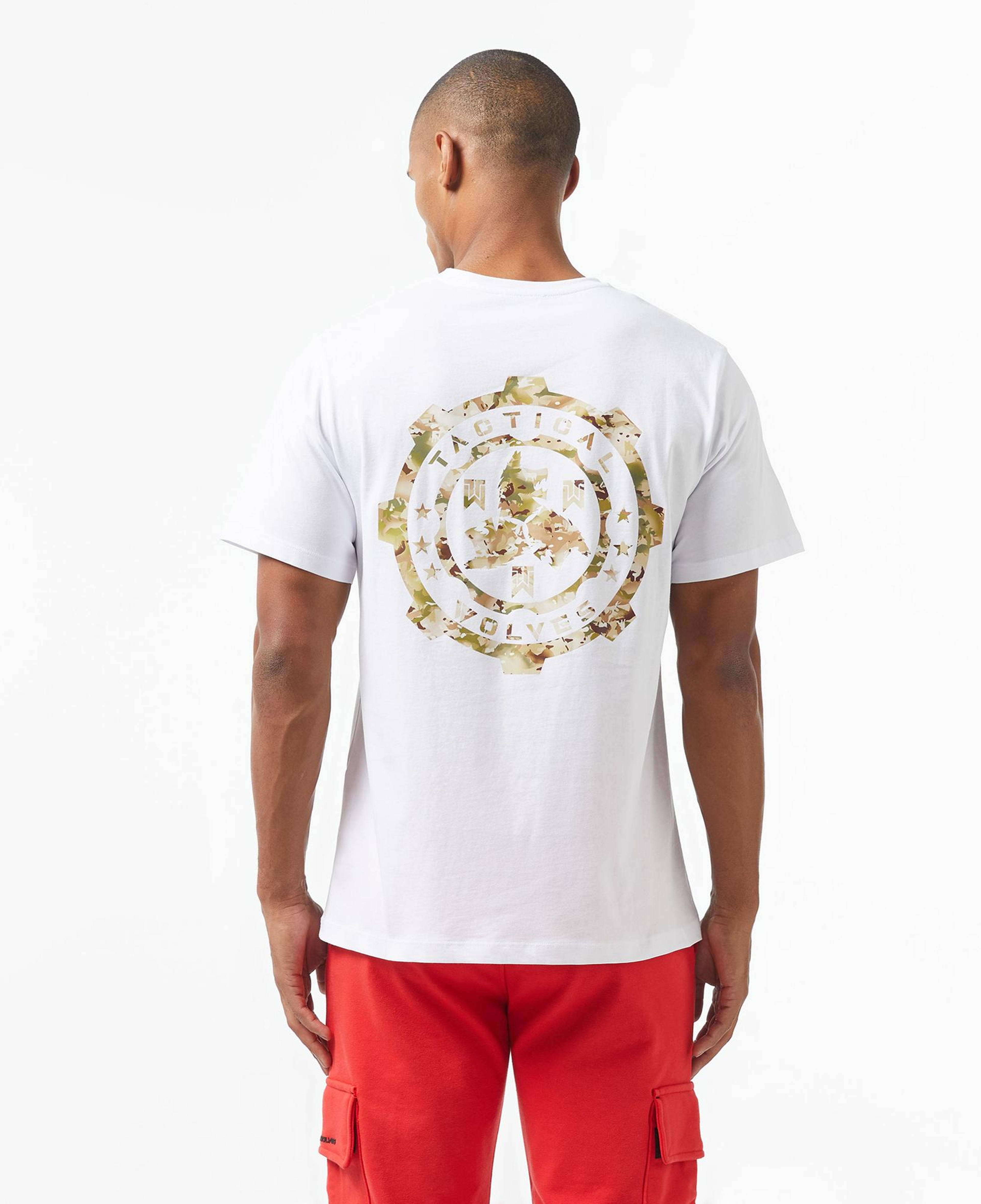 Tactical Wolves Oversize Kamuflaj Erkek Beyaz T-Shirt