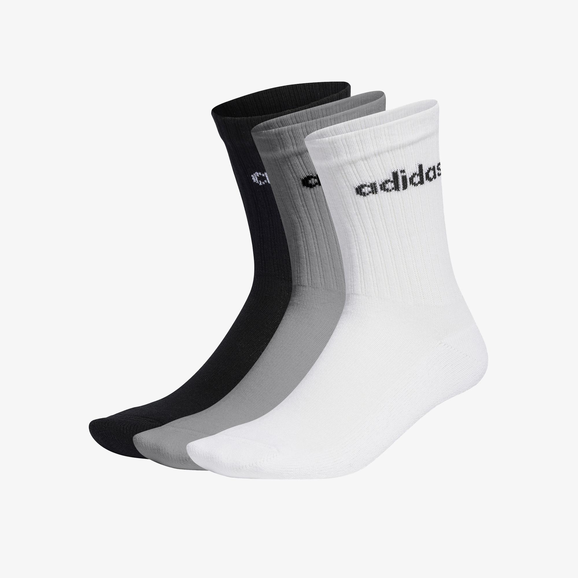 adidas Linear Crew 3' lü Unisex Gri Çorap