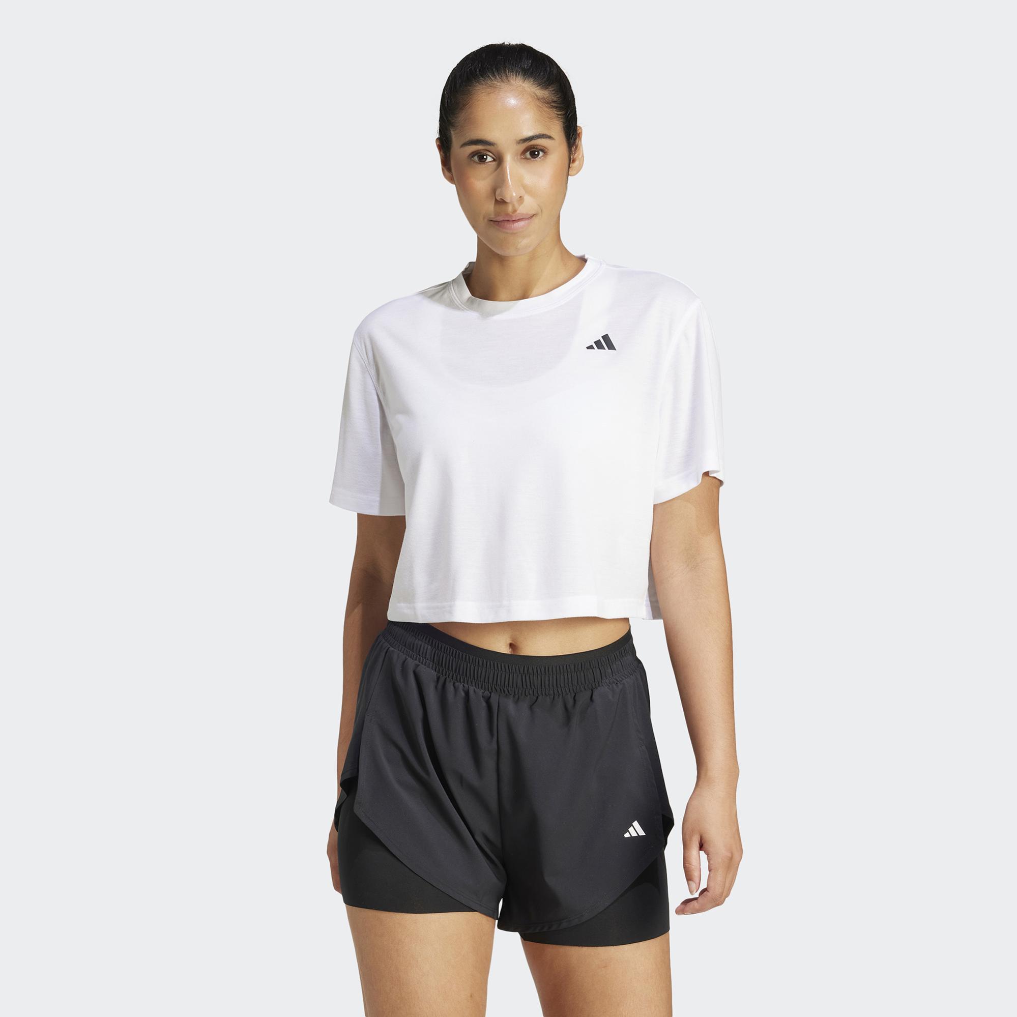 adidas Train Essentials Boxy Workout Kadın Beyaz Crop T-Shirt